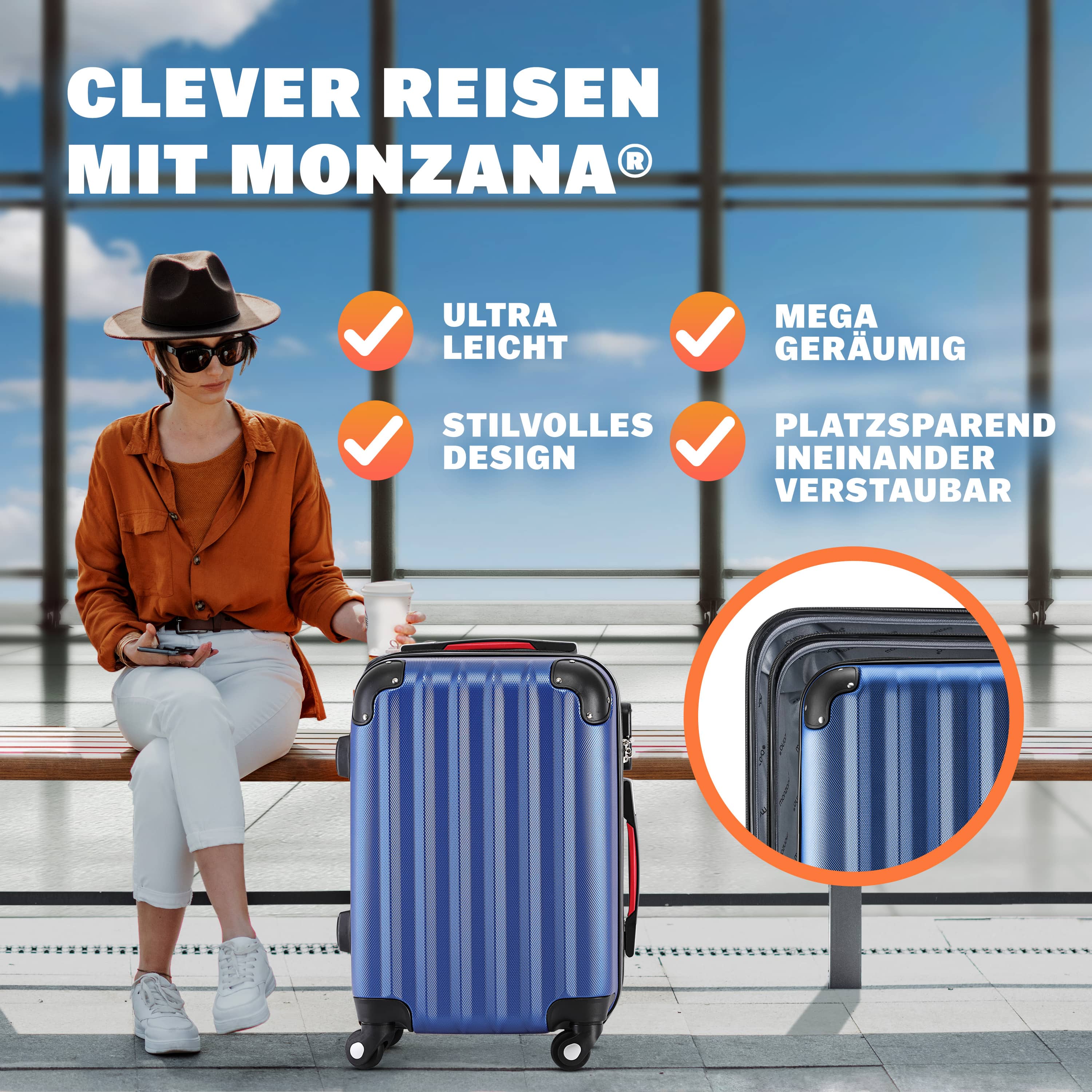Reiskoffer\u0020Blauw\u0020Kunststof\u002040x25x60cm\u0020Hardcase\u002062\u0020L