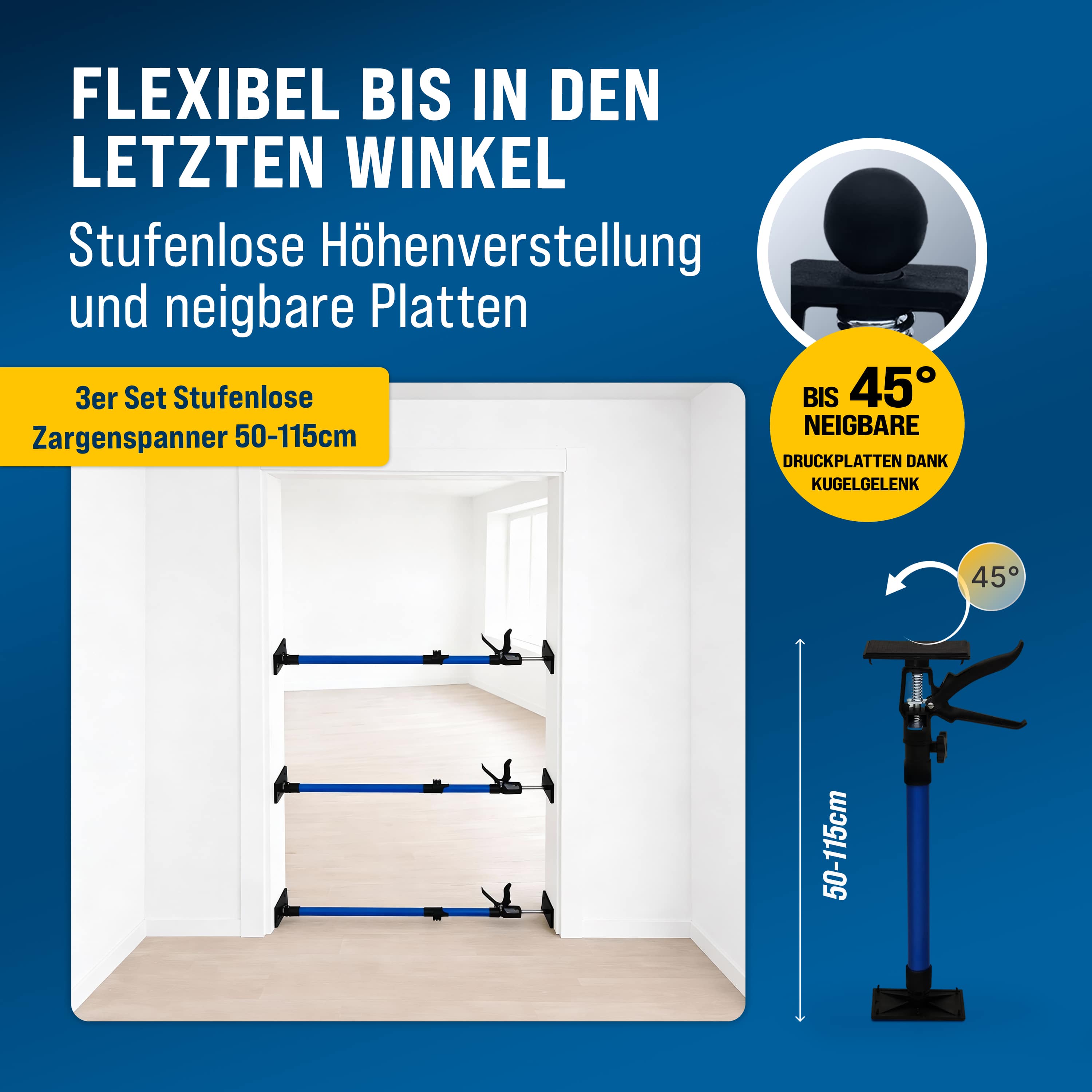 Bouwstempel\u0020Set\u0020van\u00203\u0020Blauw\u0020Staal\u002050\u002D115cm\u002030kg