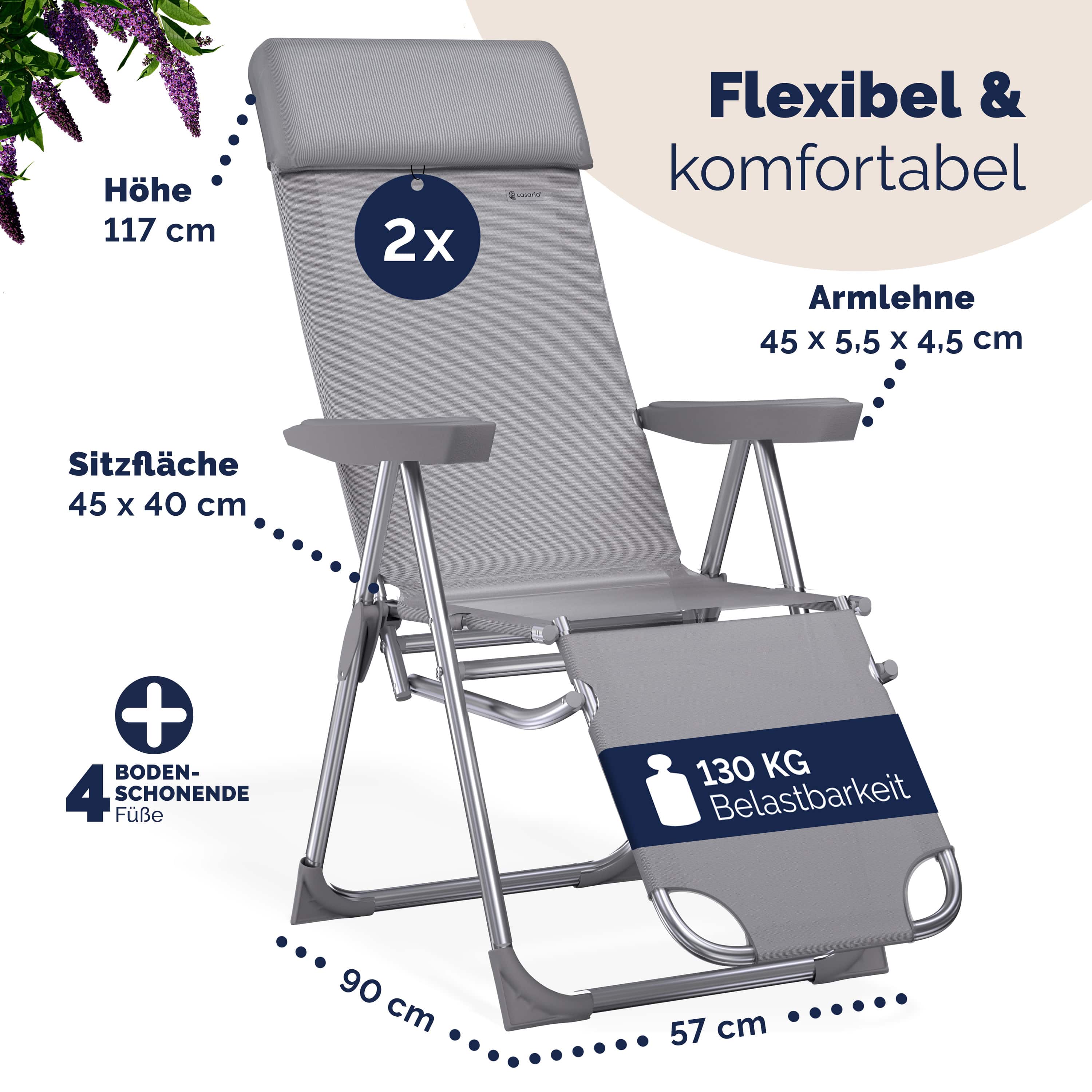 Tuinstoel\u0020met\u0020Hoge\u0020Rugleuning\u00202\u0020Stuks\u0020Antraciet\u0020Aluminium