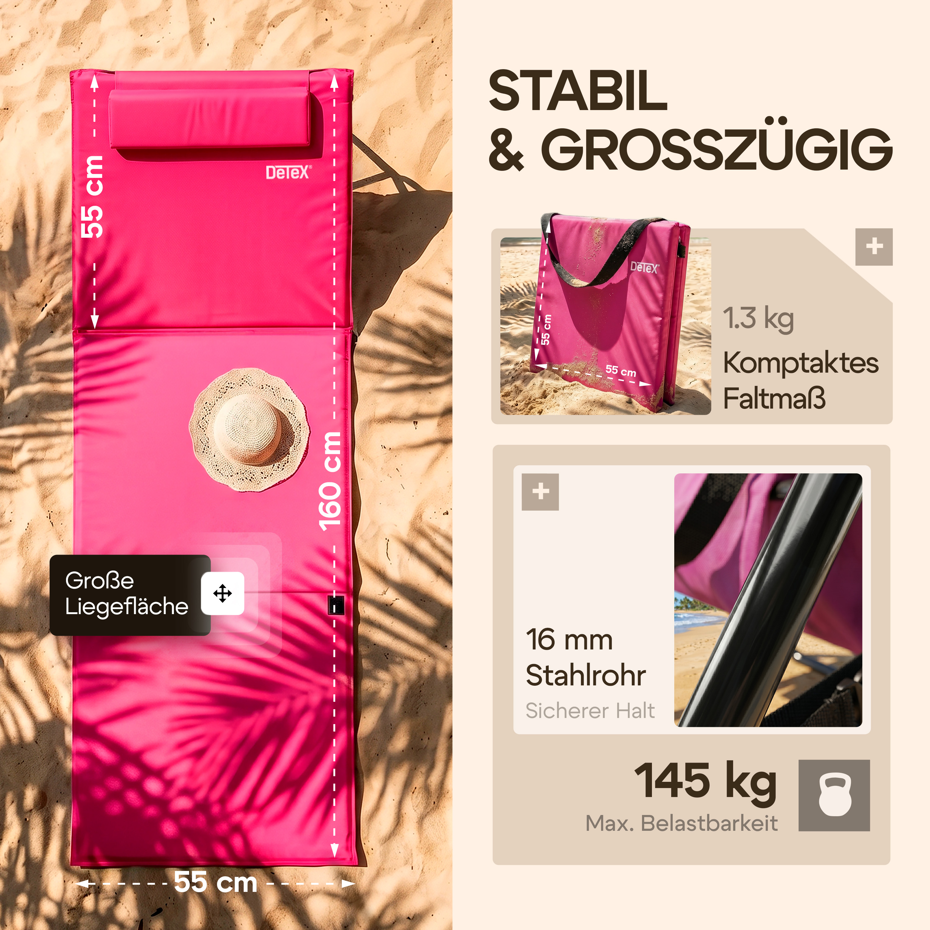 Roze\u0020strandmat\u0020158x56x46cm\u0020gestoffeerd Roze\u0020strandmat\u0020158x56x46cm\u0020gestoffeerd