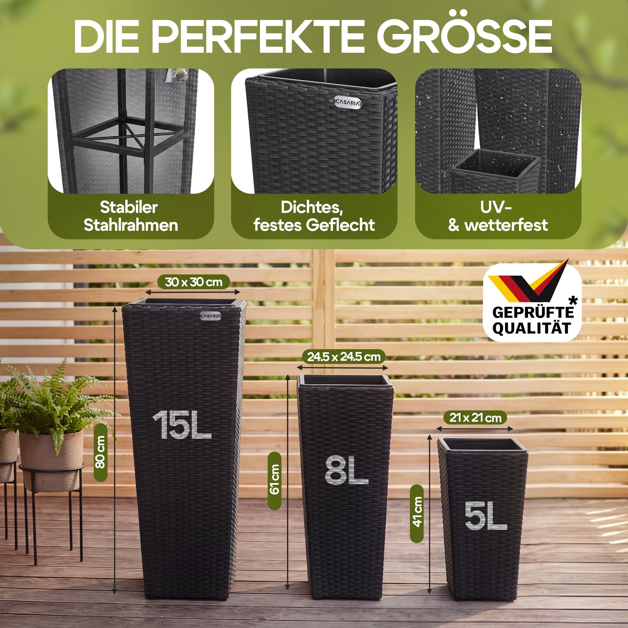 Polyrattan\u0020Bloempot\u0020Set\u0020van\u00203\u0020Zwart Polyrattan\u0020Bloempot\u0020Set\u0020van\u00203\u0020Zwart