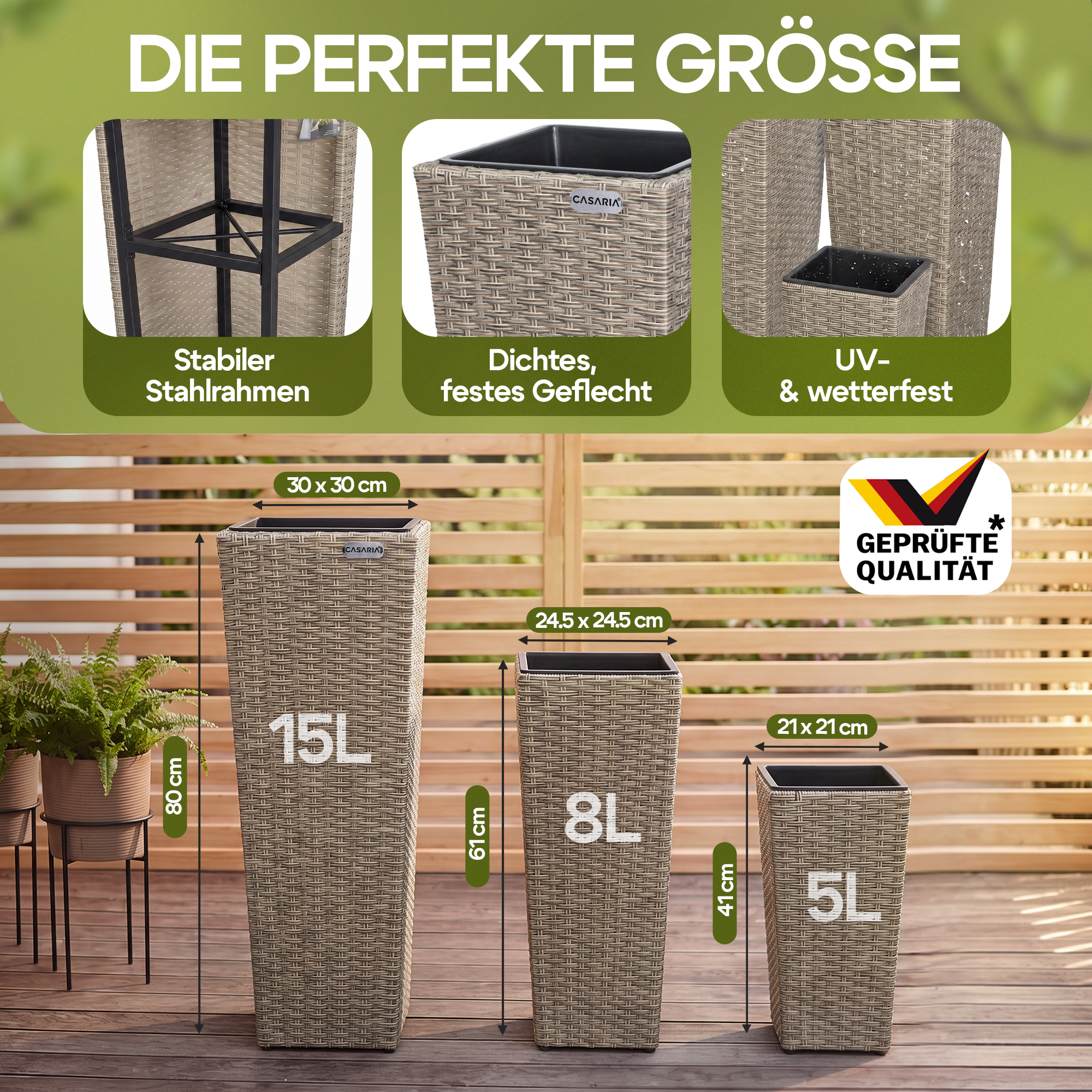 Polyrattan\u0020Bloempot\u0020Set\u0020van\u00203\u0020Creme