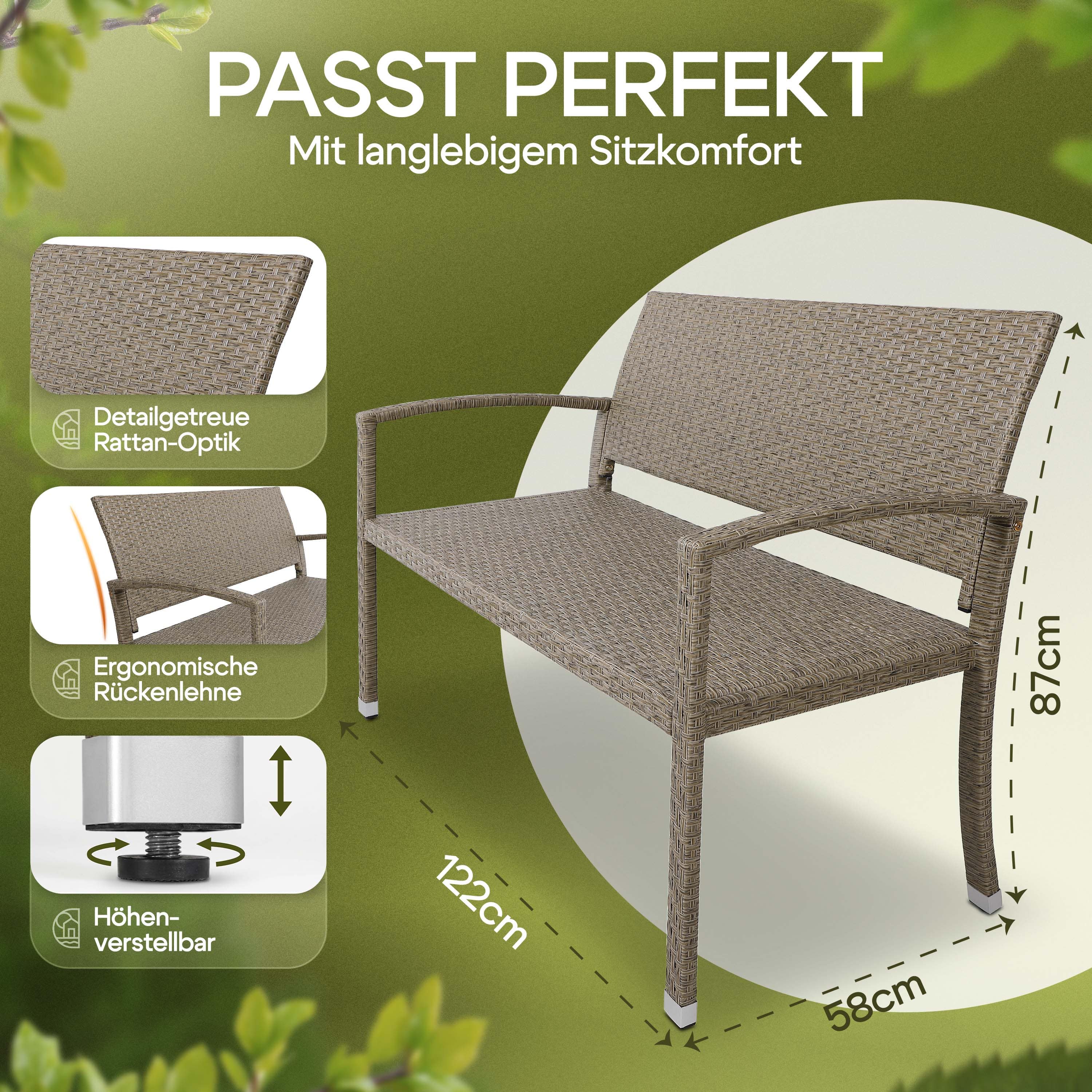 Polyrotan\u0020Tuinbank\u0020Cr\u00E8me\u002DBeige\u0020122x58x87cm Polyrotan\u0020Tuinbank\u0020Cr\u00E8me\u002DBeige\u0020122x58x87cm