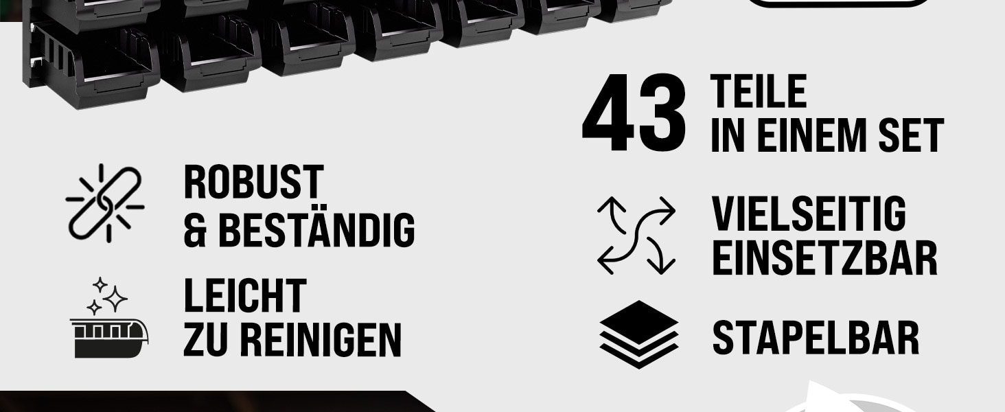 Gereedschapswand\u0020ZwartRood\u002043\u002Ddelig\u0020Stapelboxen