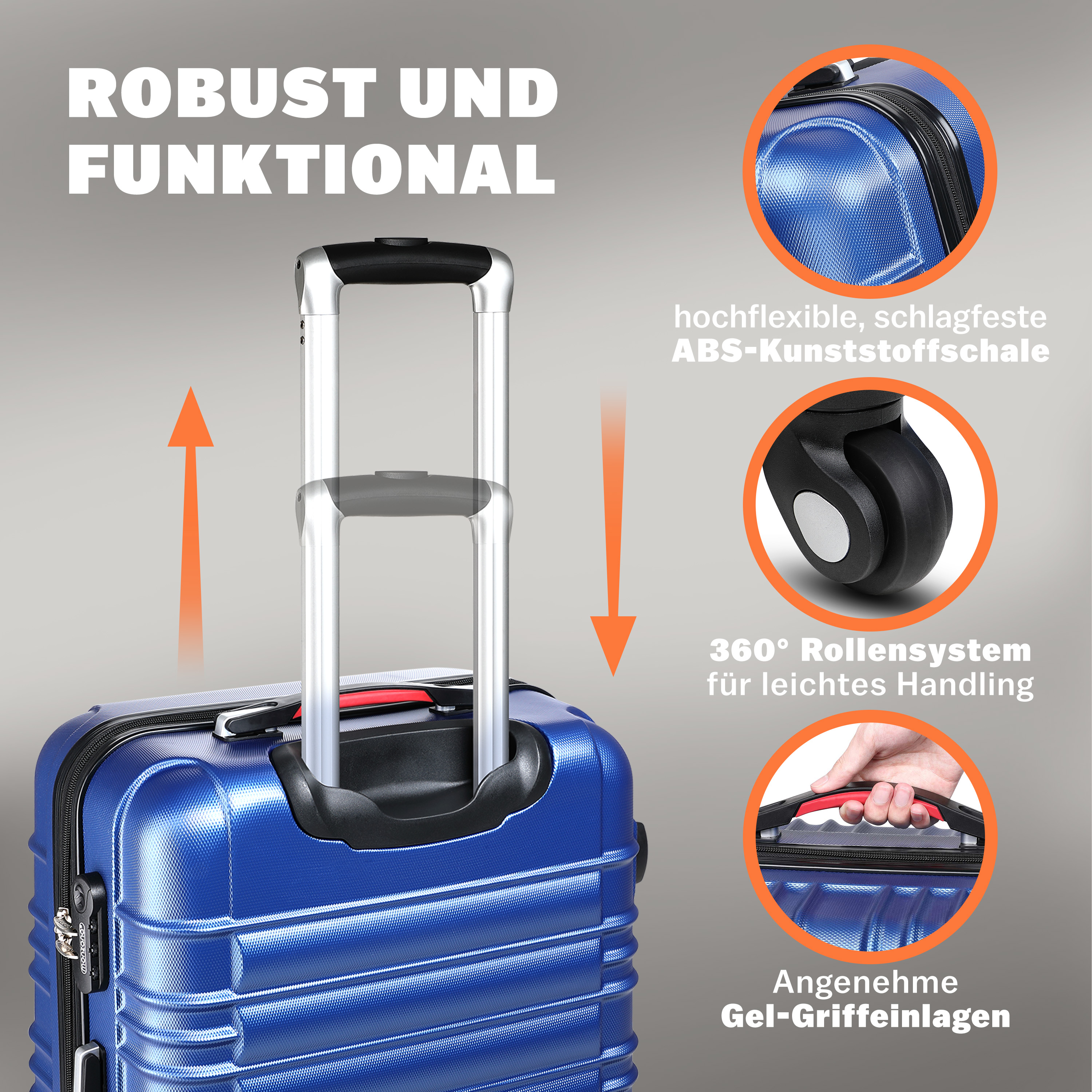 Reiskoffers\u00204\u002Ddelig\u0020Blauw\u0020ABS Reiskoffers\u00204\u002Ddelig\u0020Blauw\u0020ABS