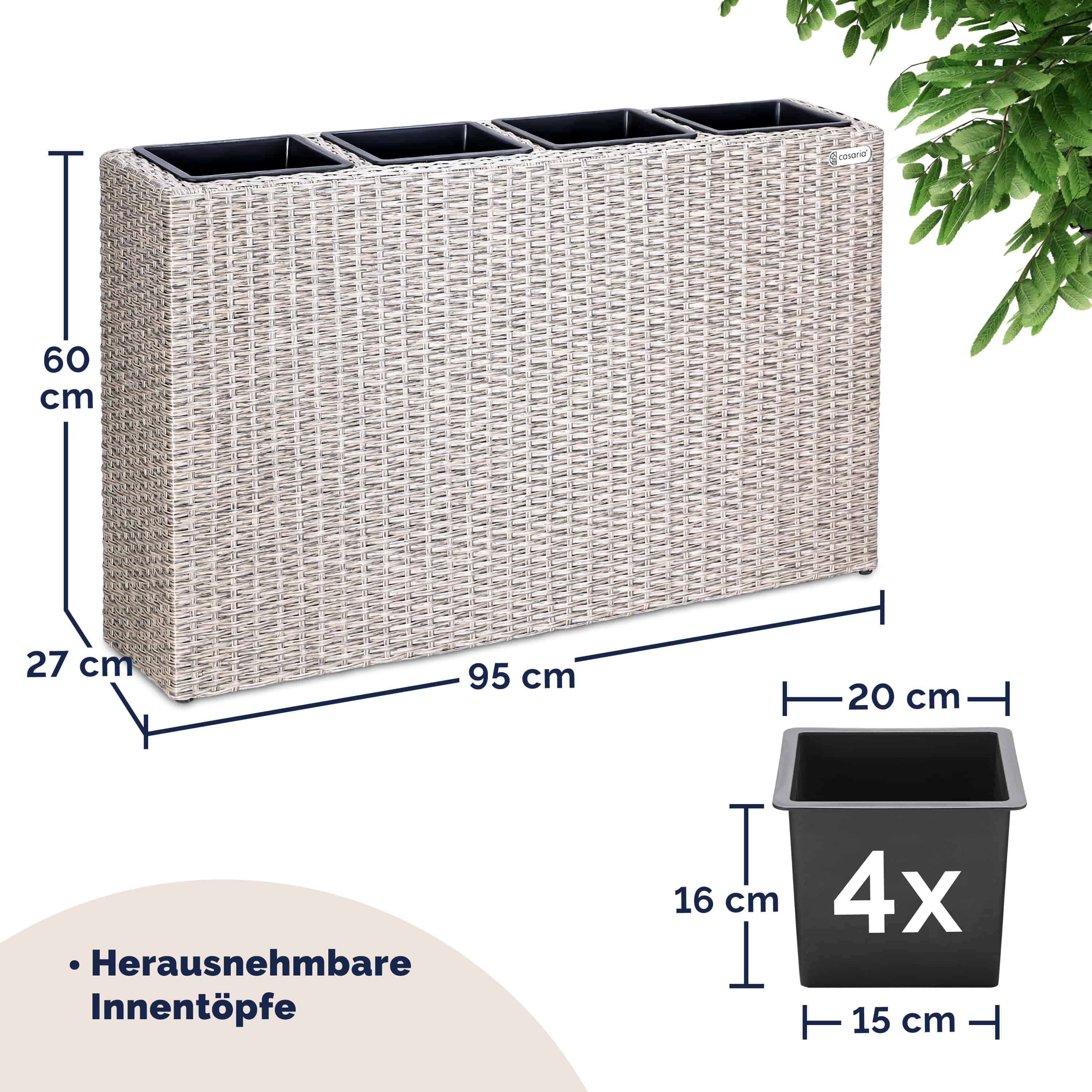 Polyrattan\u0020Bloembak\u0020Creme\u002095x27x60cm Polyrattan\u0020Bloembak\u0020Creme\u002095x27x60cm