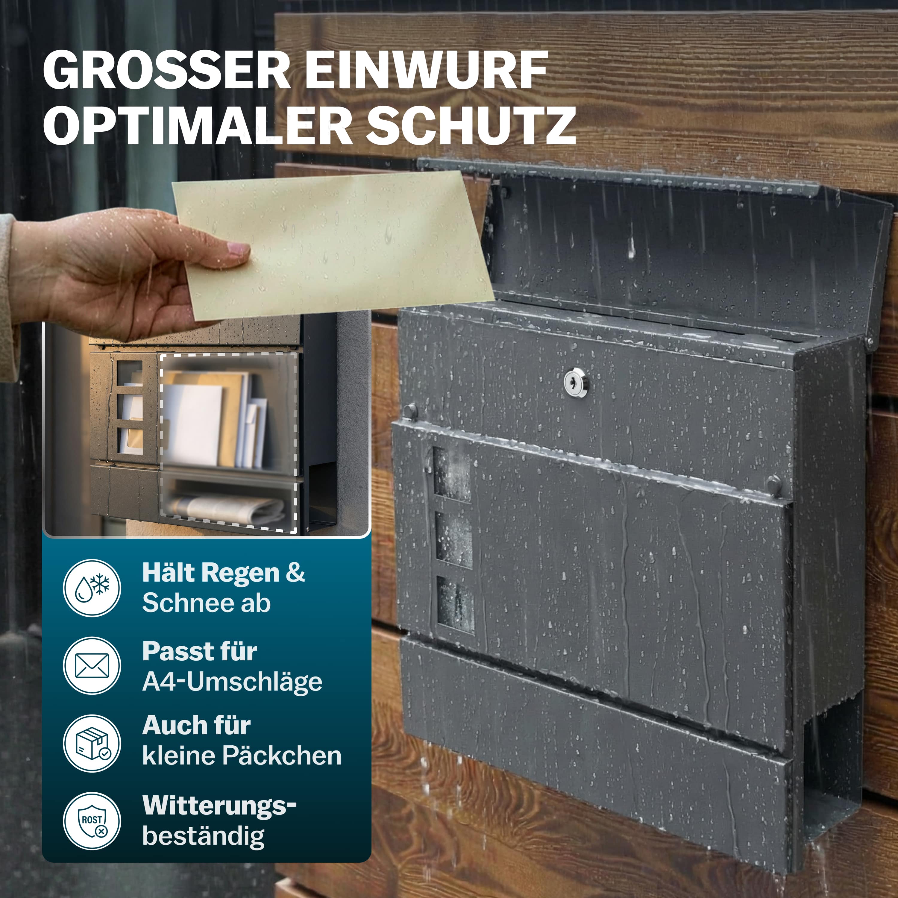 Brievenbus\u0020met\u0020Krantenhouder\u0020Grijs\u002037x11x36,5cm