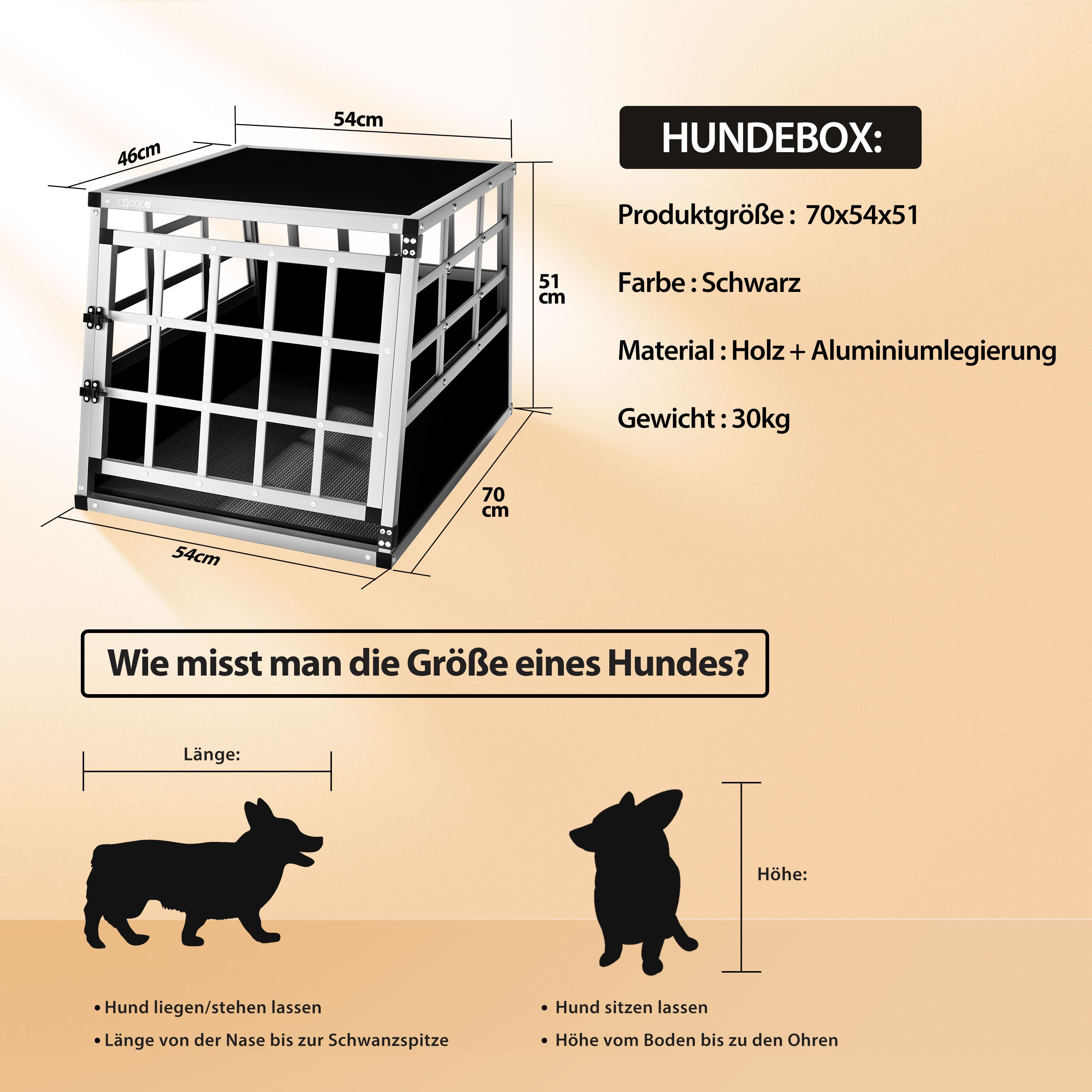 Transportbench\u0020voor\u0020Honden\u0020M\u0020Aluminium\u002070x54x51cm