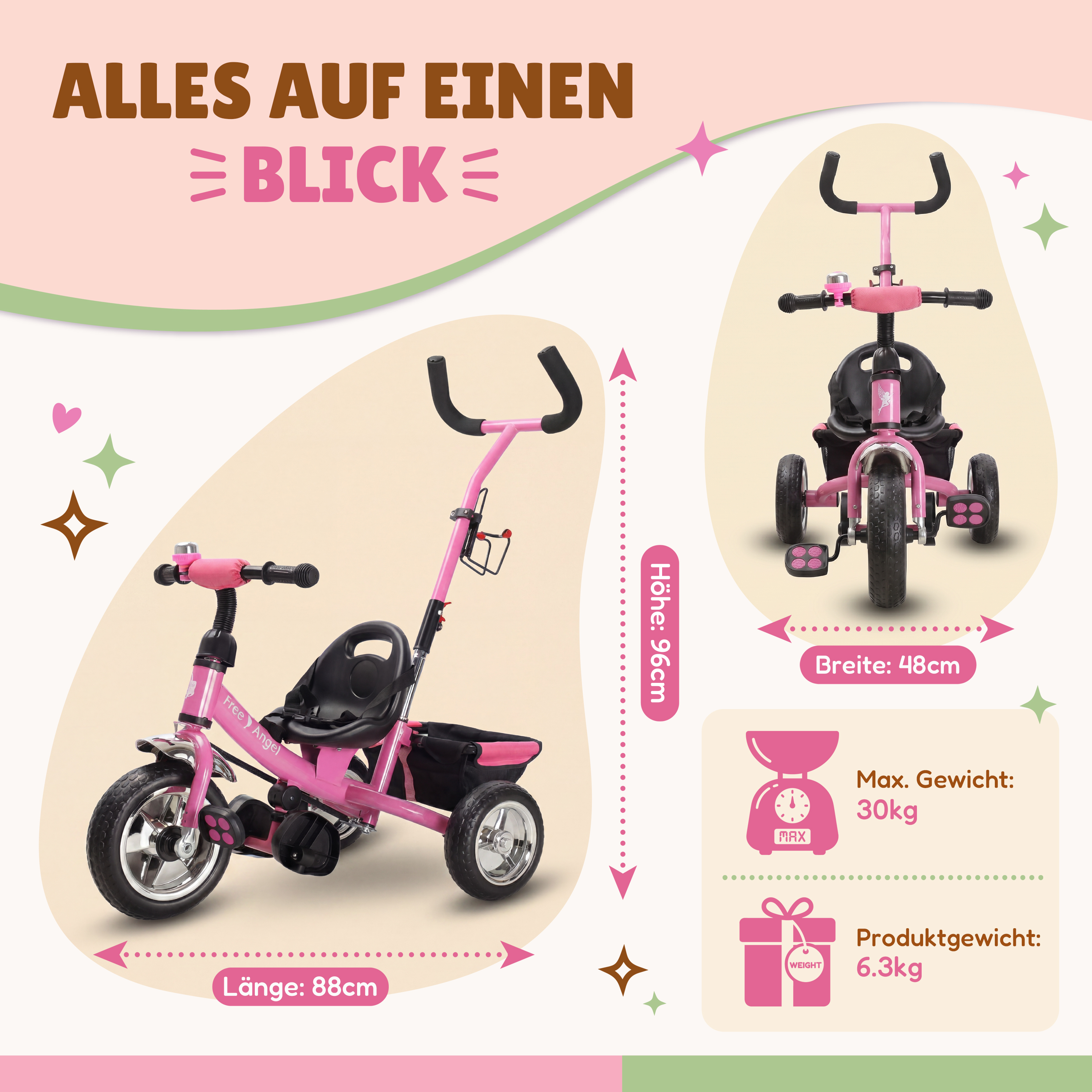 Kinderdriewieler\u0020Free\u0020Angel\u0020Metaal\u0020Roze Kinderdriewieler\u0020Free\u0020Angel\u0020Metaal\u0020Roze