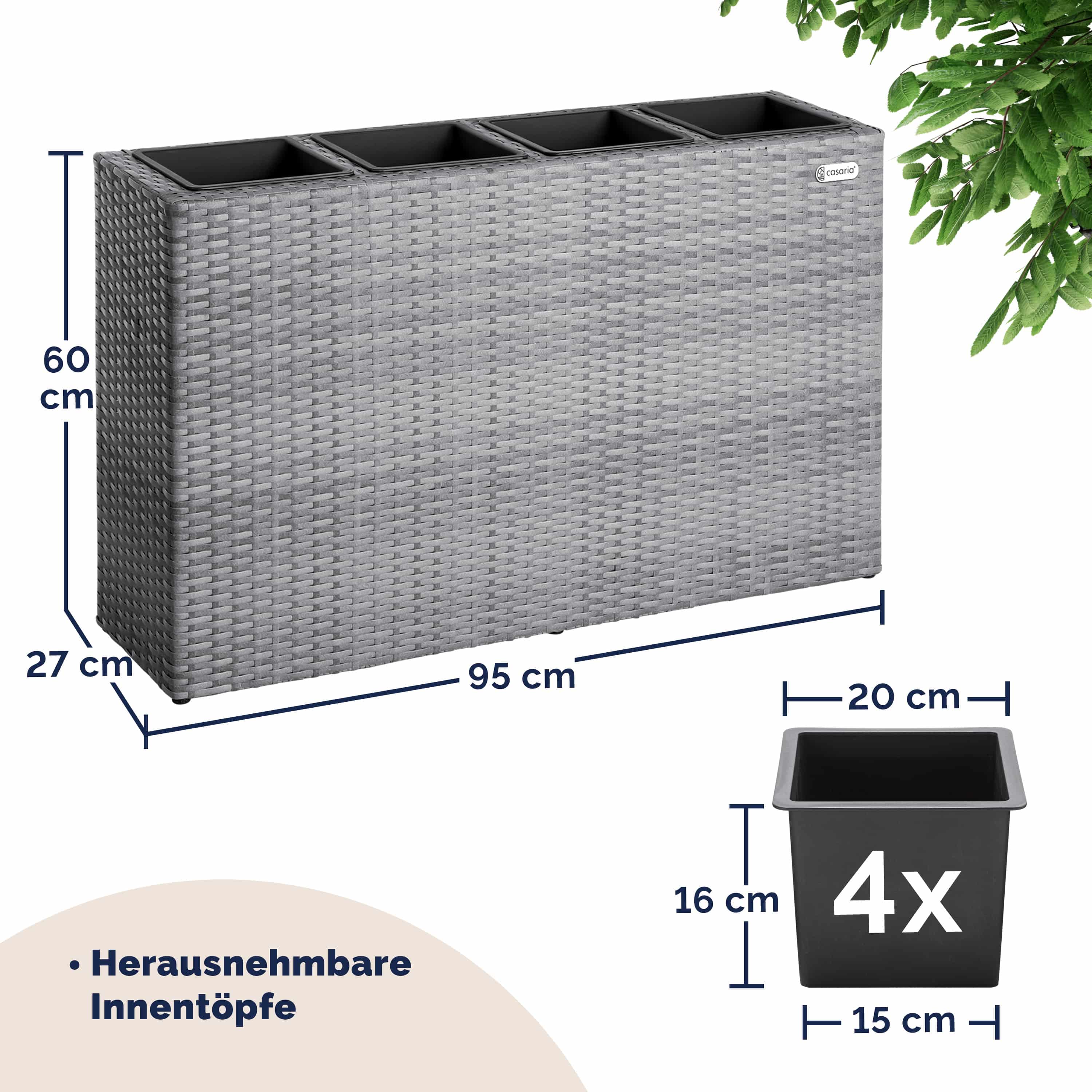 Hoge\u0020Plantenbak\u0020Grijs\u0020Kunststof\u002095x27x60cm Hoge\u0020Plantenbak\u0020Grijs\u0020Kunststof\u002095x27x60cm