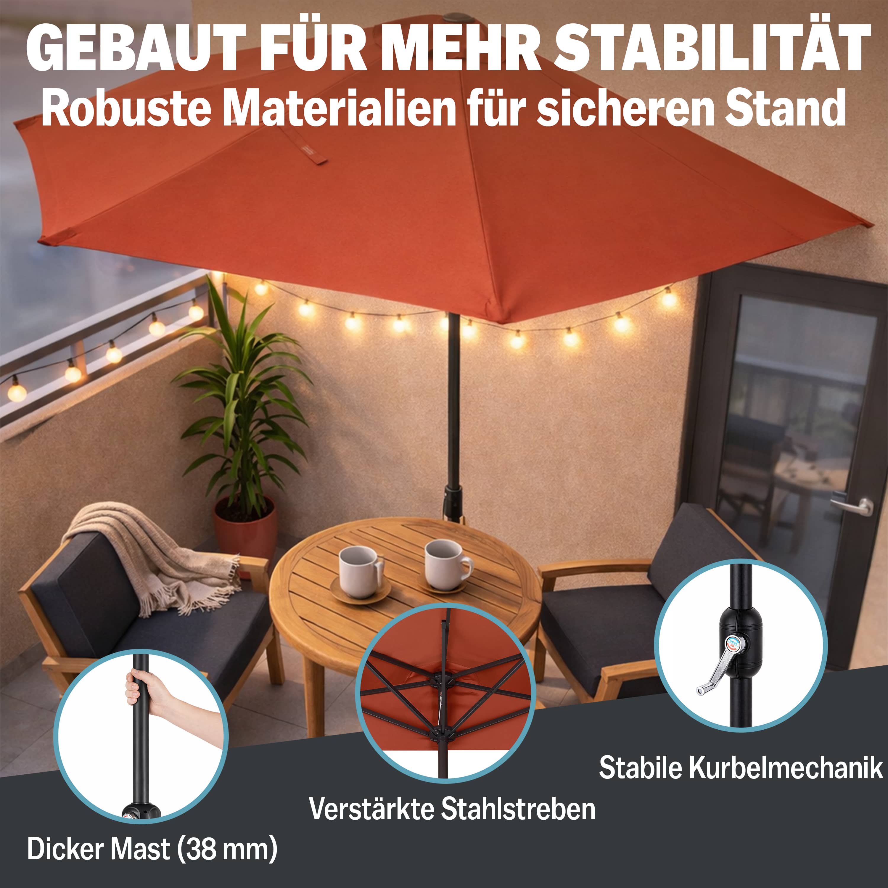 Halve\u0020Parasol\u0020Terracotta\u0020UV\u002Dbescherming\u002080\u002B
