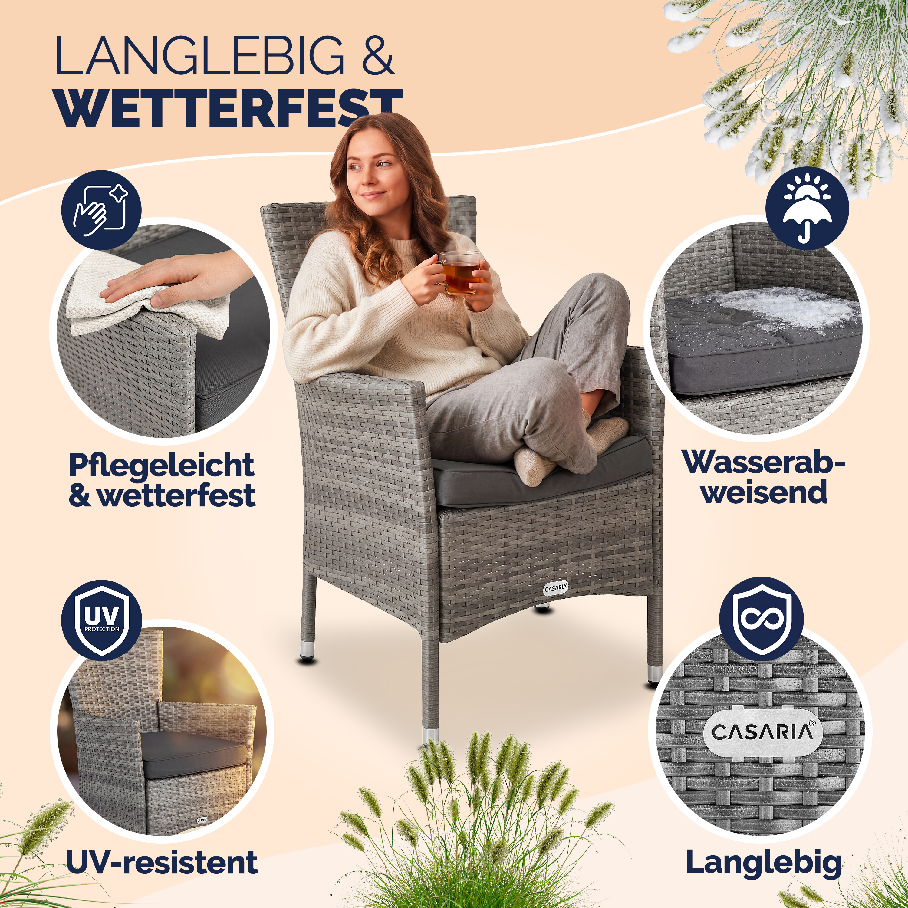 Polyrotan\u0020Tuinstoelen\u00202\u0020Stuks\u0020Grijs\u0020stapelbaar