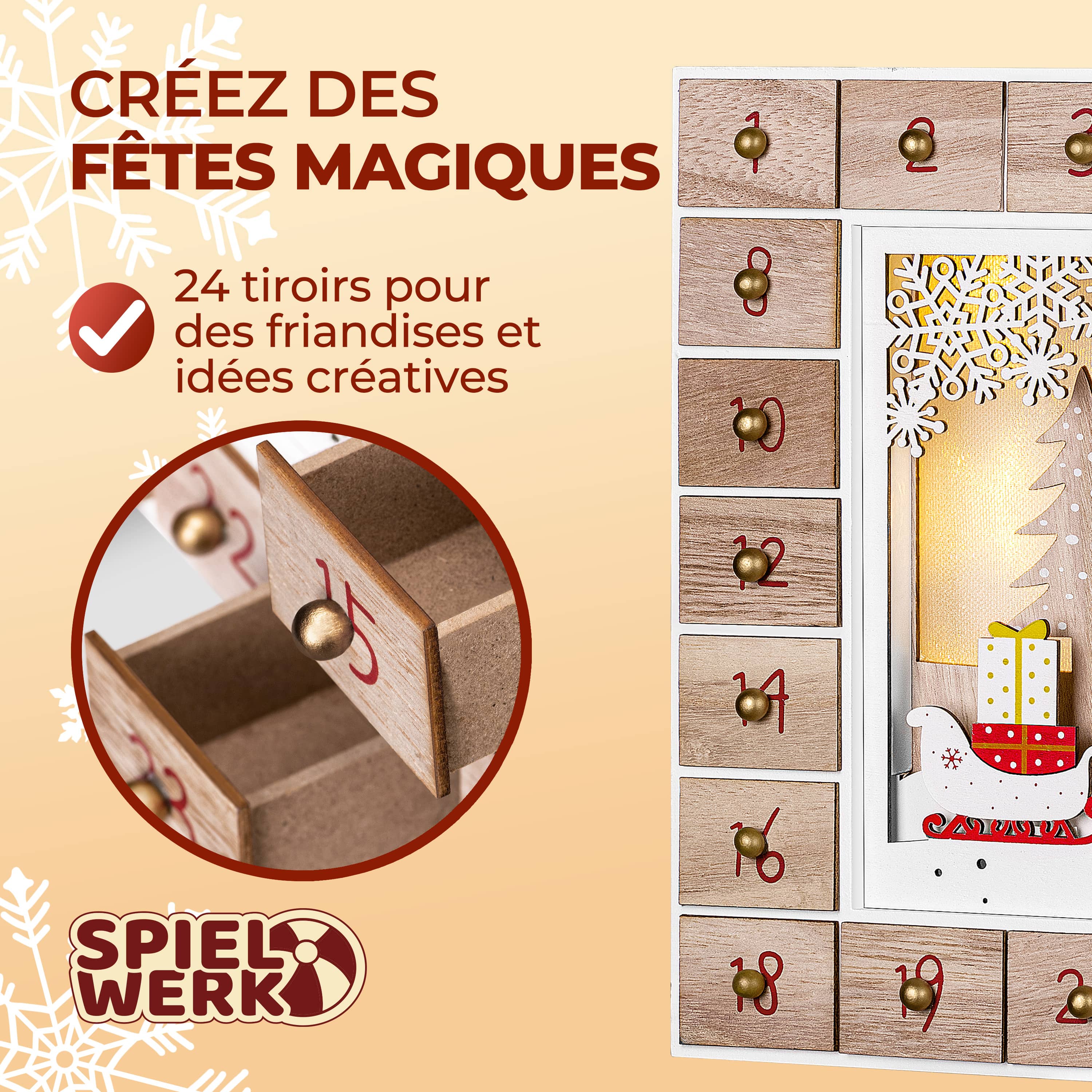 Adventskalender\u0020Kerstman\u0020Hout\u0020LED Adventskalender\u0020Kerstman\u0020Hout\u0020LED