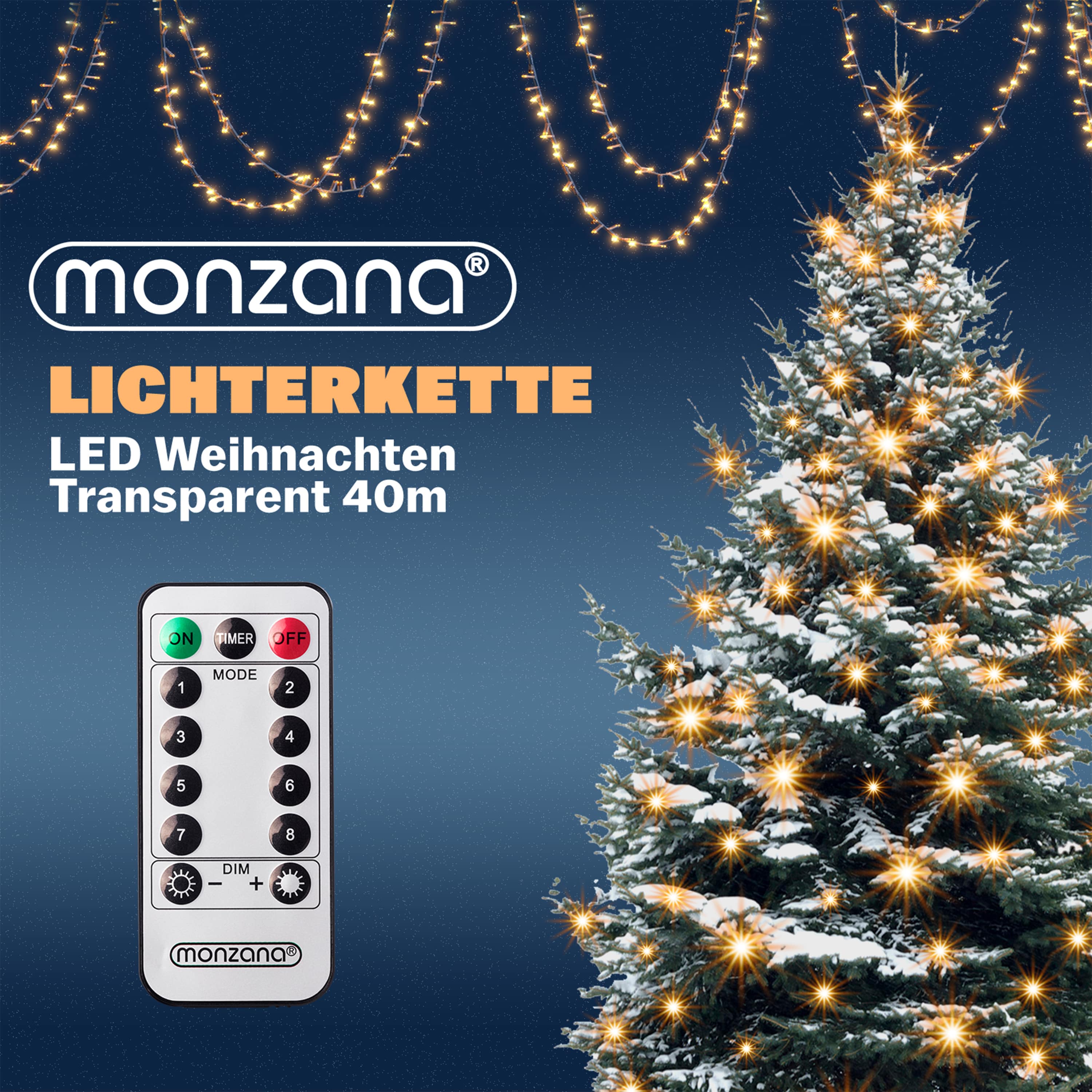 Kerstverlichting\u0020Warm\u0020Wit\u002040m\u0020transparant\u0020Afstandsbediening