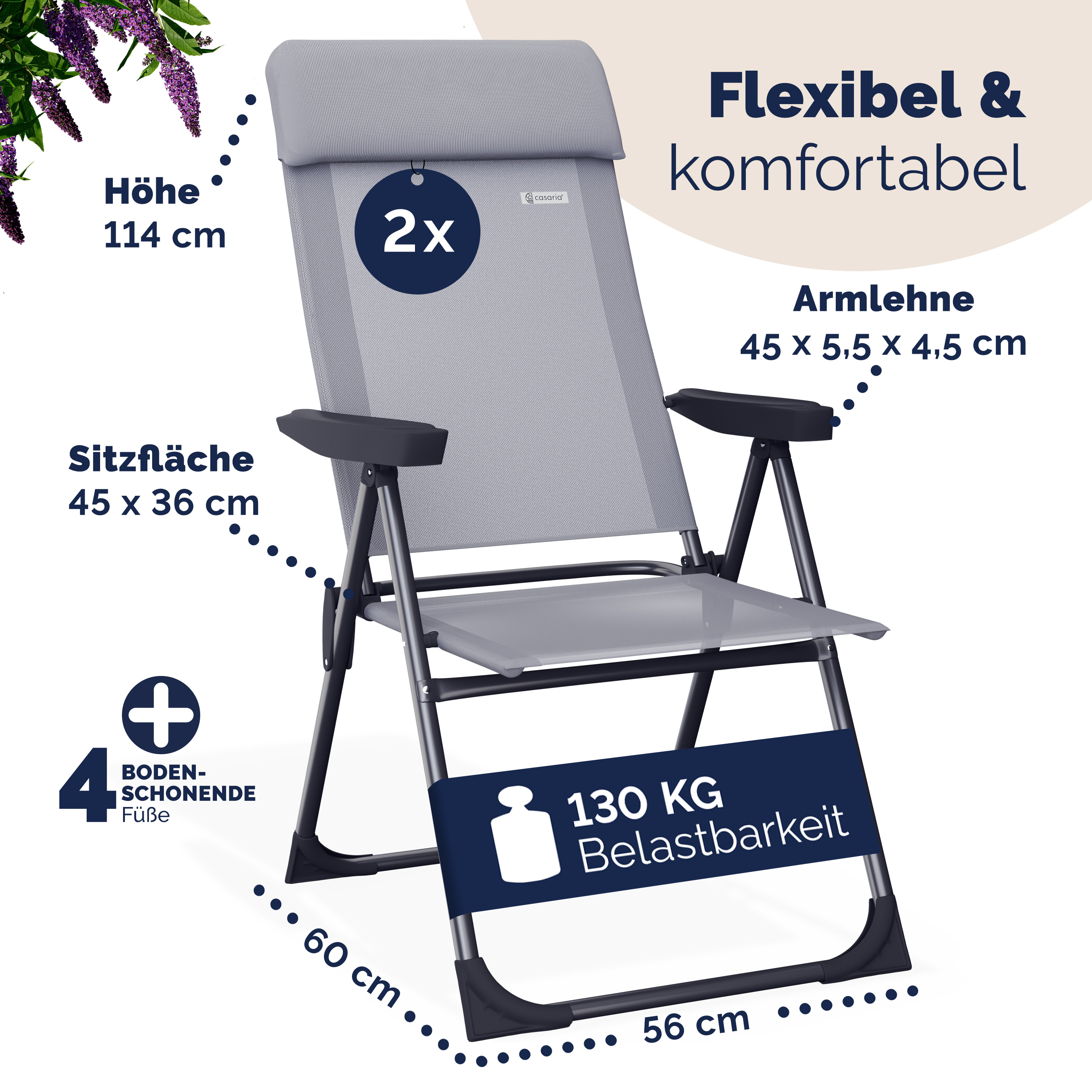 Tuinstoel\u0020met\u0020Hoge\u0020Rugleuning\u00202\u0020Stuks\u0020Grijs\u0020Aluminium Tuinstoel\u0020met\u0020Hoge\u0020Rugleuning\u00202\u0020Stuks\u0020Grijs\u0020Aluminium