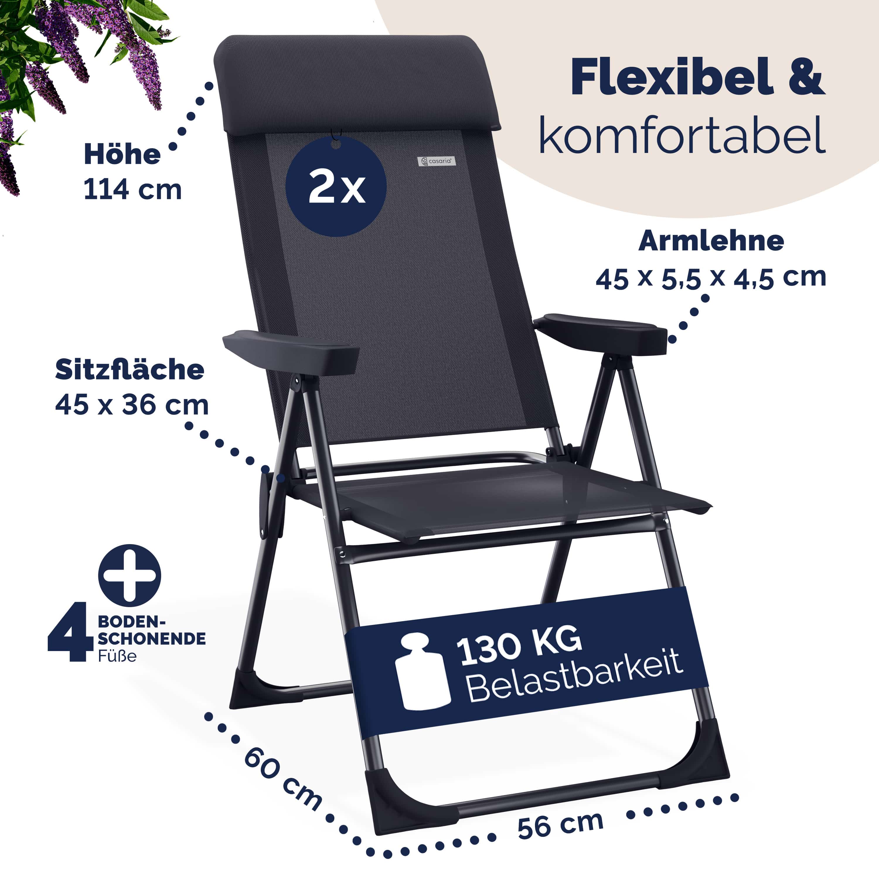 Tuinstoel\u0020met\u0020Hoge\u0020Rugleuning\u00202\u0020Stuks\u0020Antraciet\u0020Aluminium