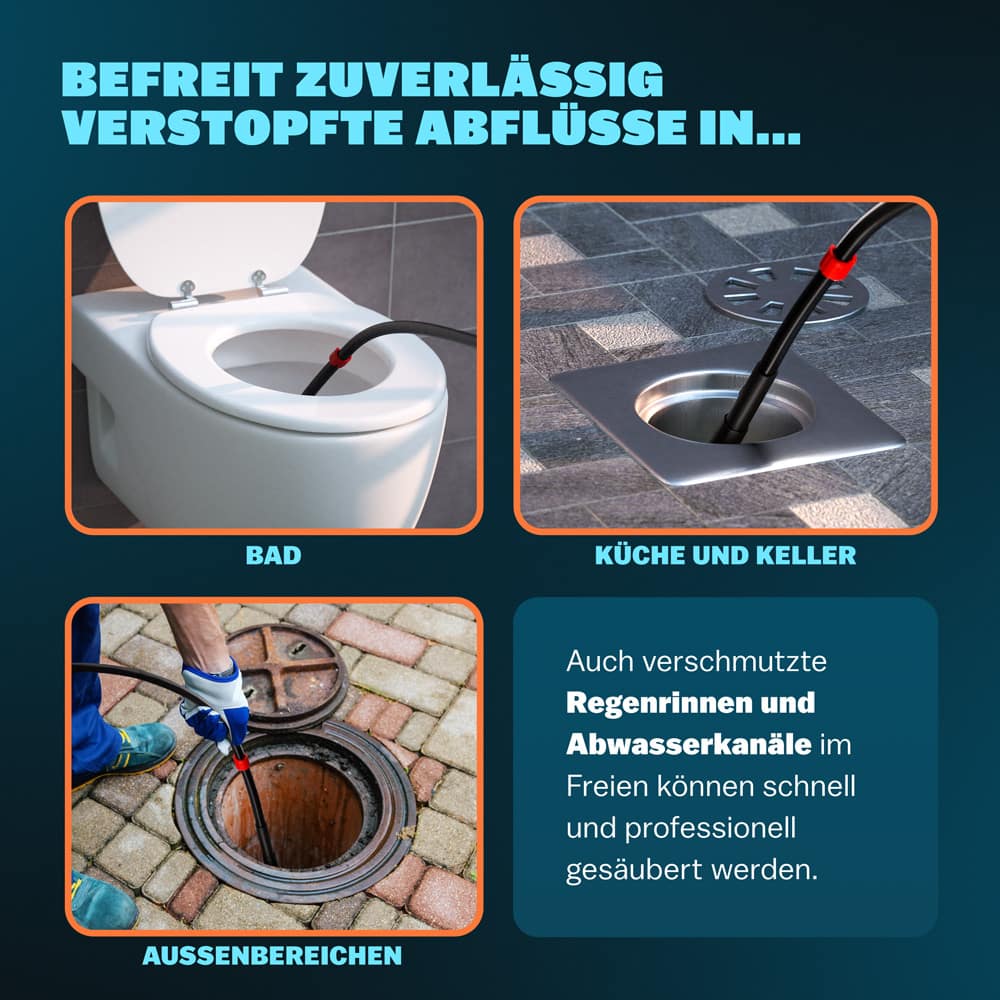 Riool\u0020\u002D\u0020Leidingen\u0020reinigerset\u0020Premium\u00205\u002Ddelig\u0020zwart\u002015m