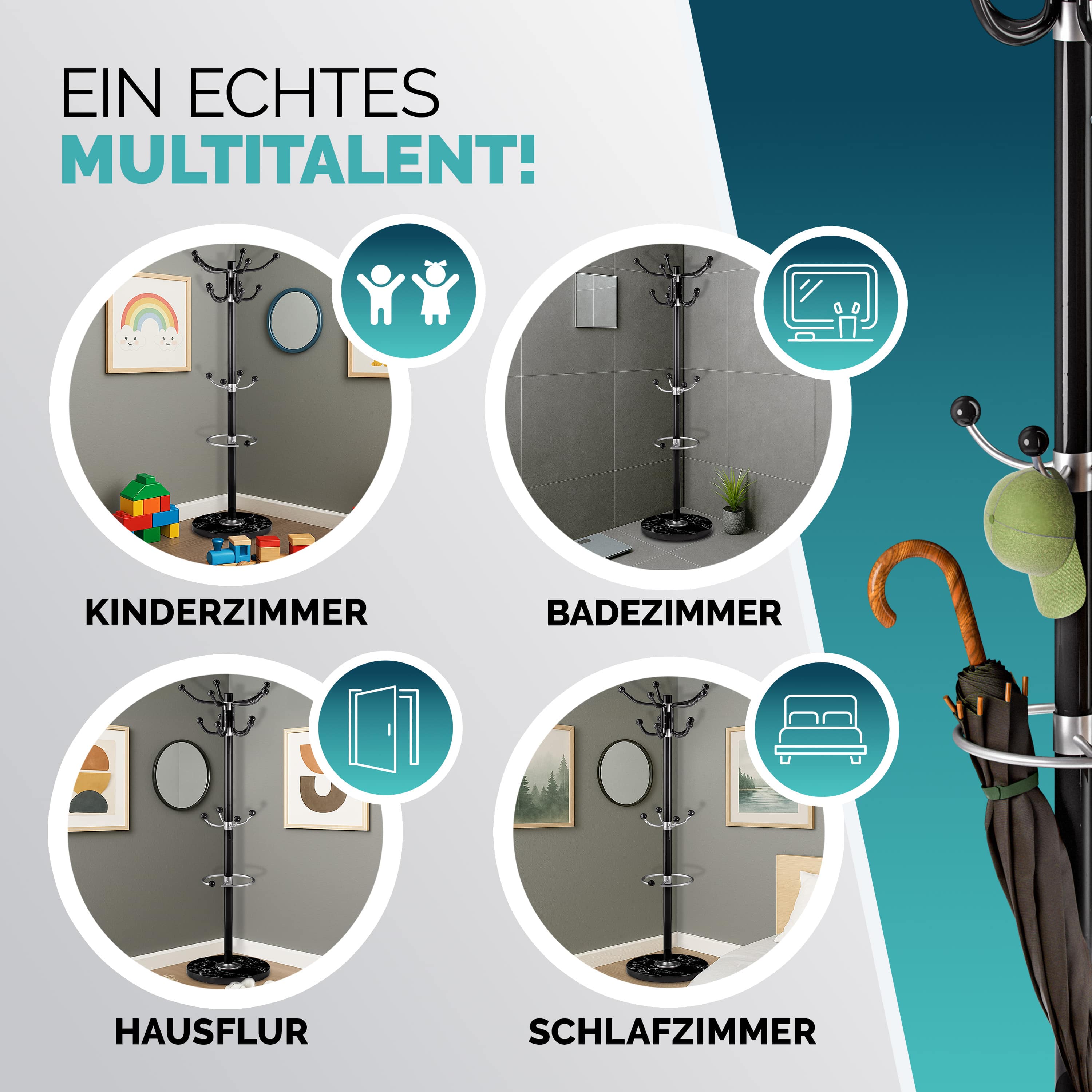Kledingrek\u0020Zwart\u0020met\u0020marmeren\u0020voet\u0020173cm