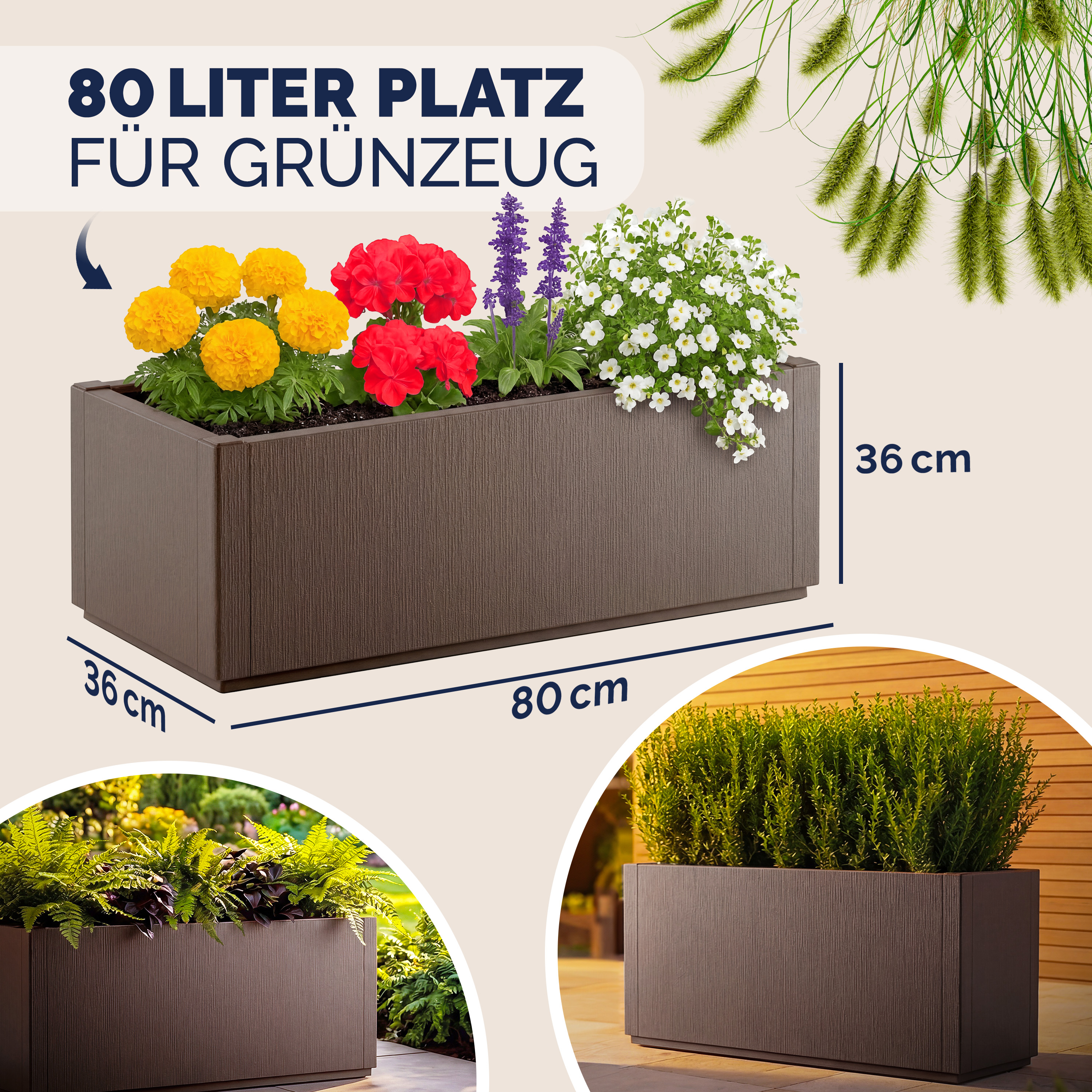 Bloempot\u0020Ethica\u0020Bruin\u0020plastic\u002080x36x36cm
