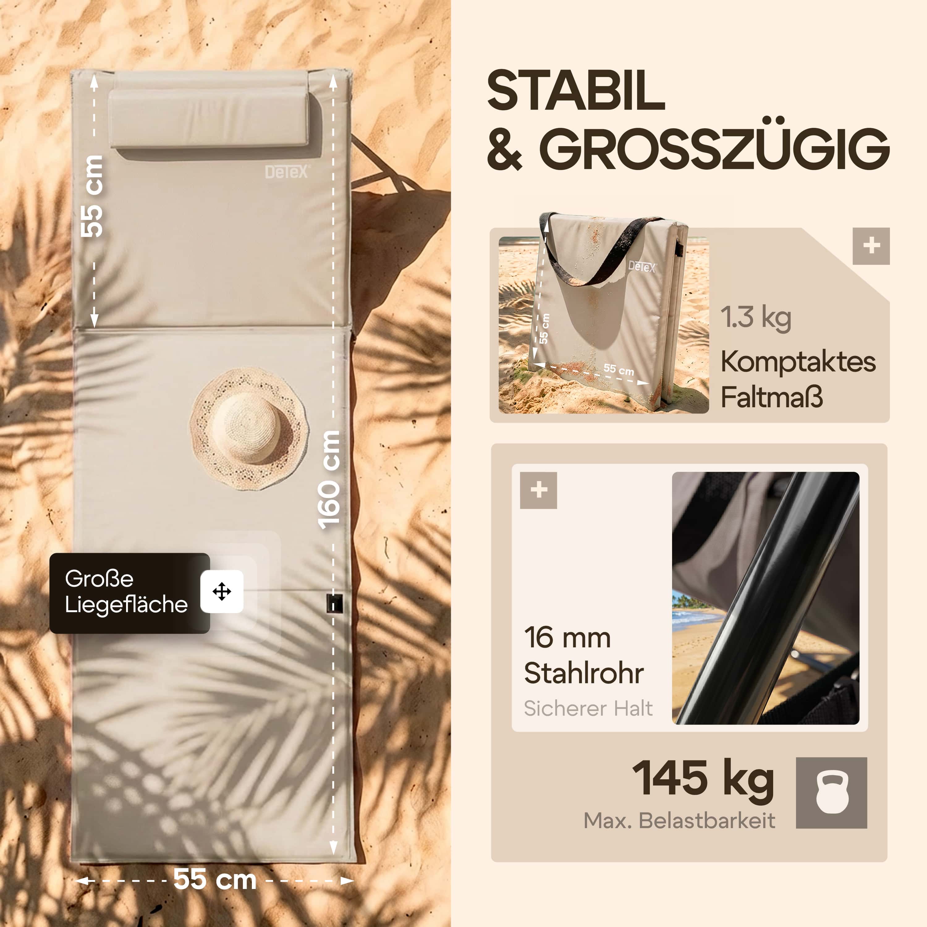 Strandmat\u0020beige\u0020158x56x46cm\u0020gewatteerd