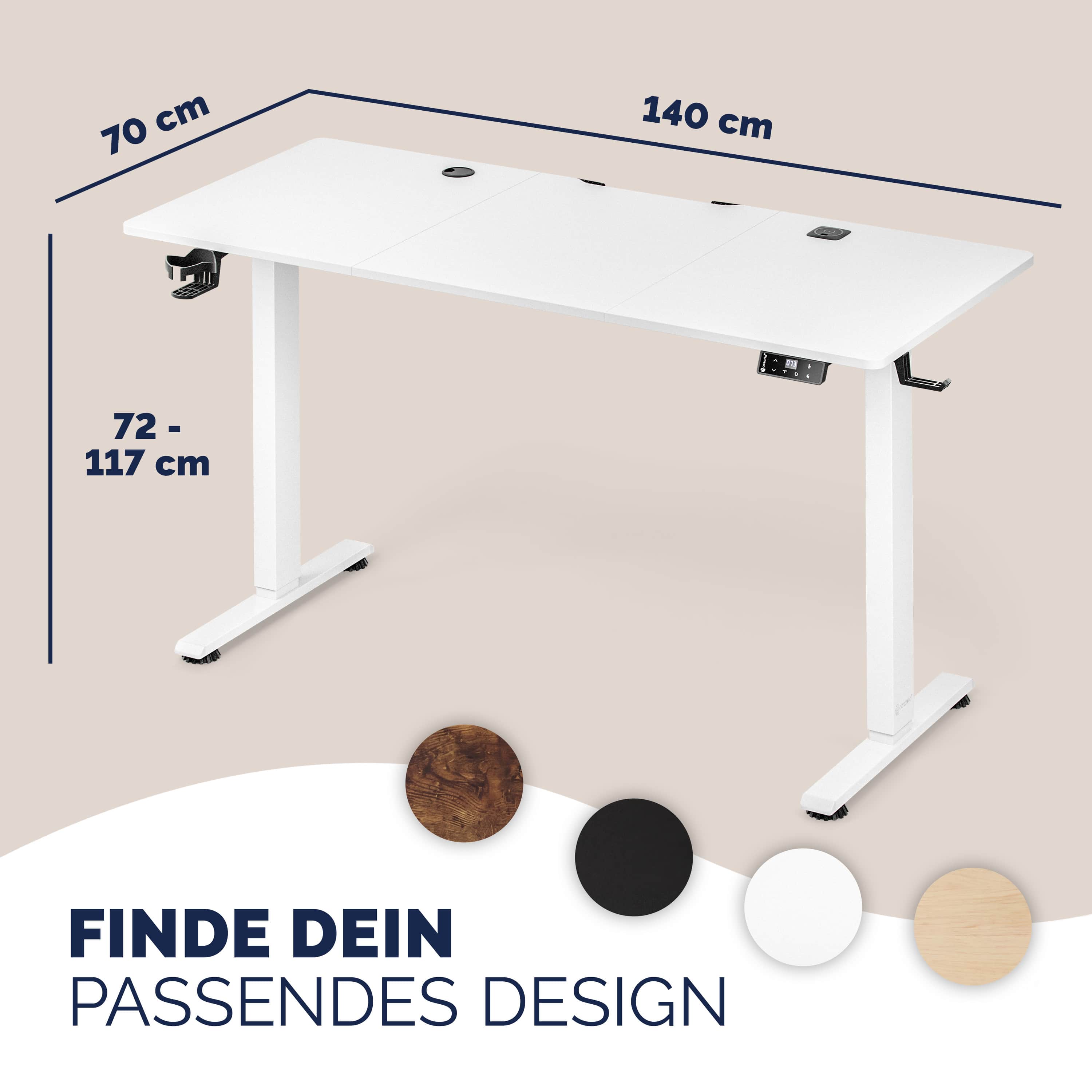 Zit\u0020sta\u0020bureau\u0020Wit\u0020140x70x72\u002D117cm Zit\u0020sta\u0020bureau\u0020Wit\u0020140x70x72\u002D117cm