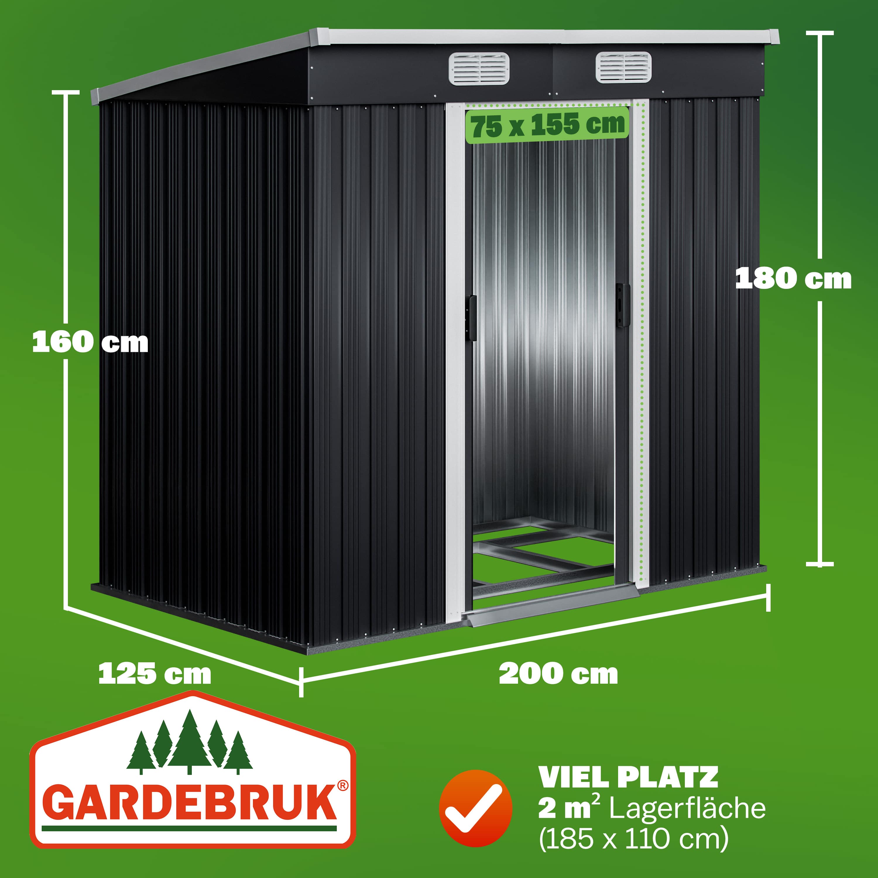 Tuinhuis\u0020Antraciet\u0020Metaal\u0020196x122x182cm
