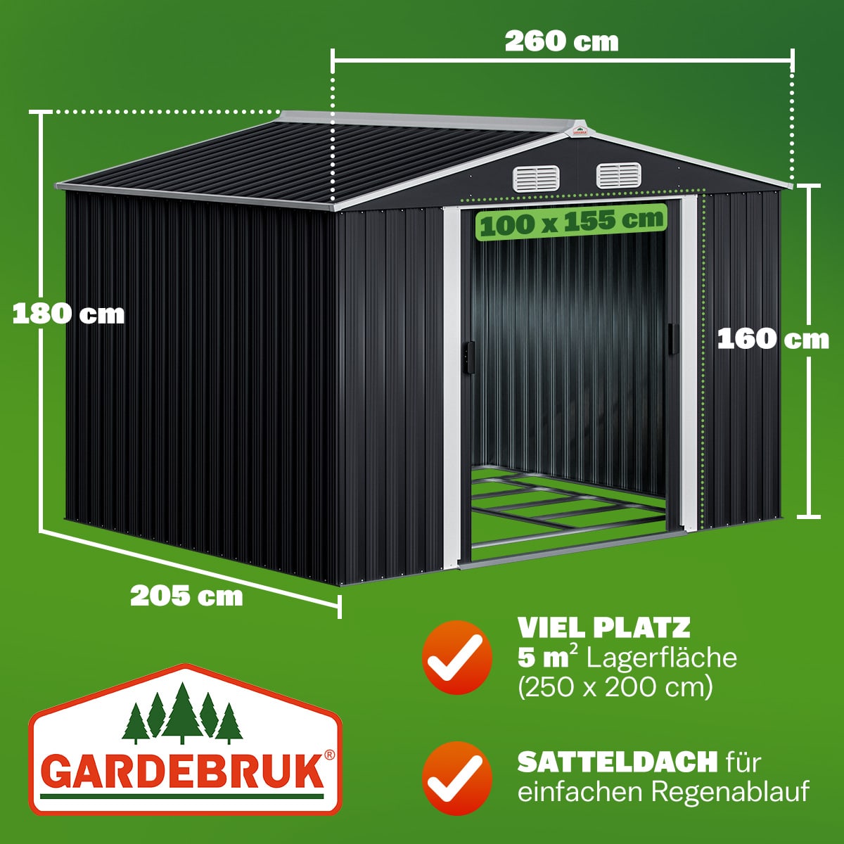 Tuinhuis\u0020Antraciet\u0020Metaal\u0020260x205x180cm