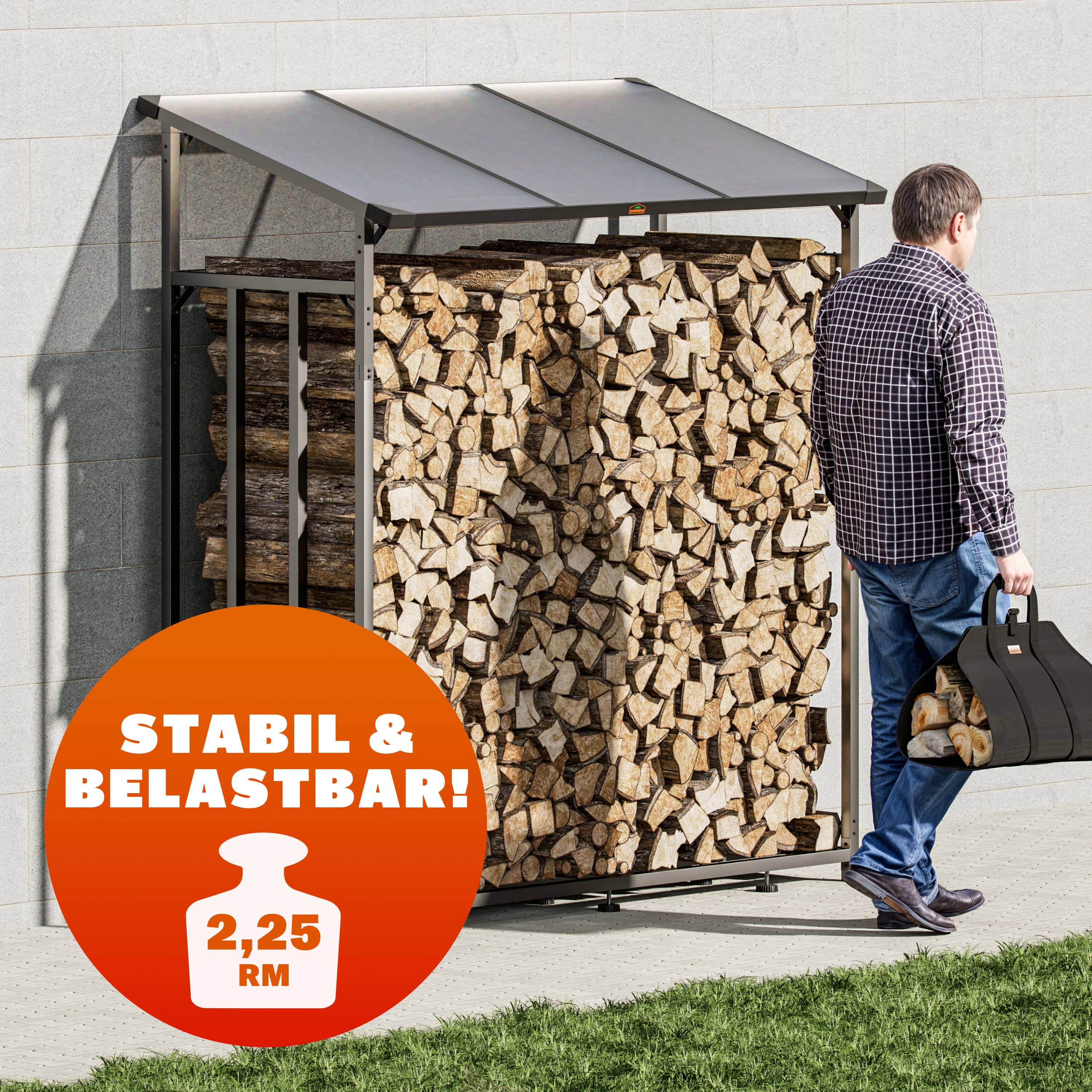 Brandhoutrek\u0020Antraciet\u0020198x163x70cm\u0020met\u0020zeil\u0020\u002B\u0020tas