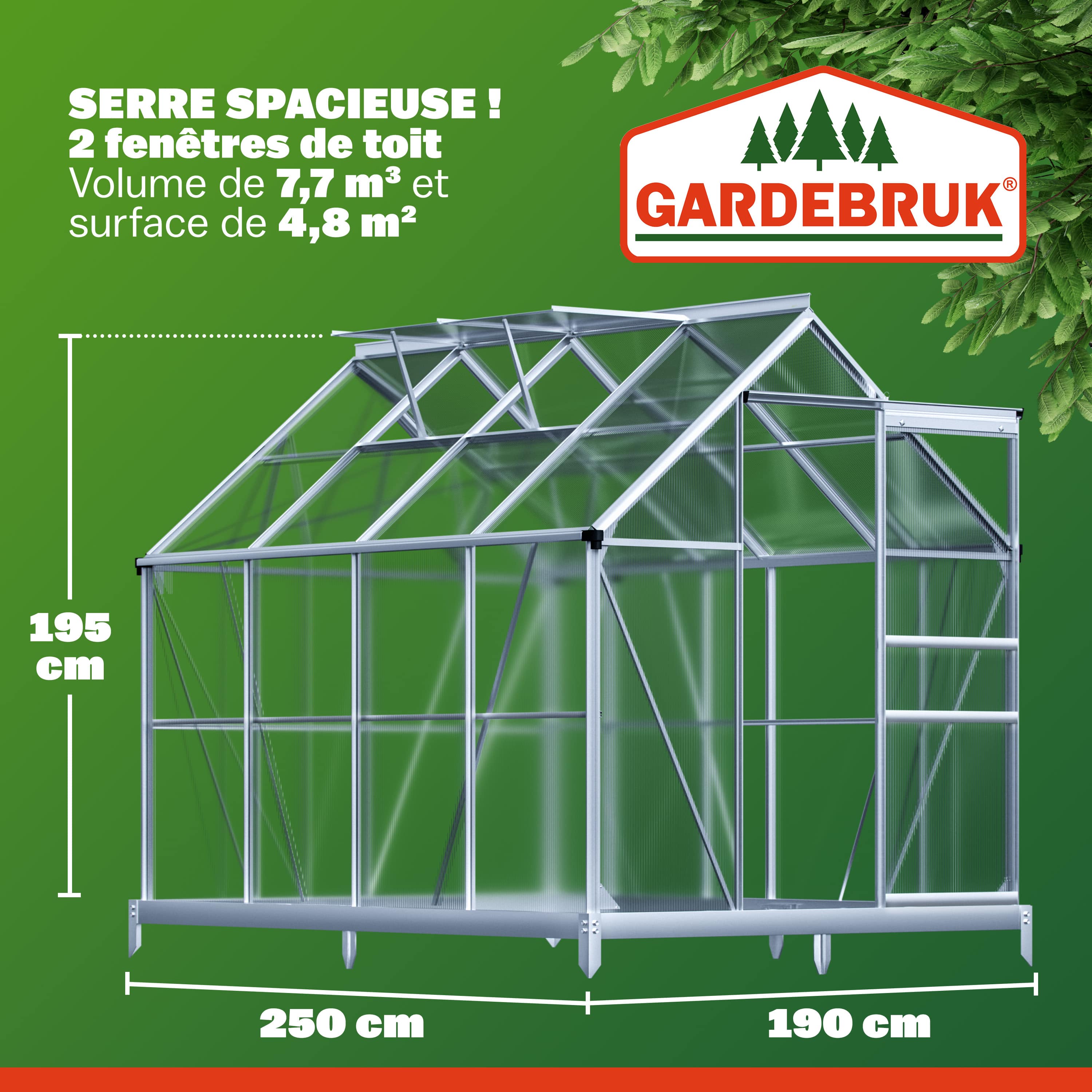 Tuinkas\u0020Aluminium\u0020250x190x195cm\u0020met\u0020Fundering