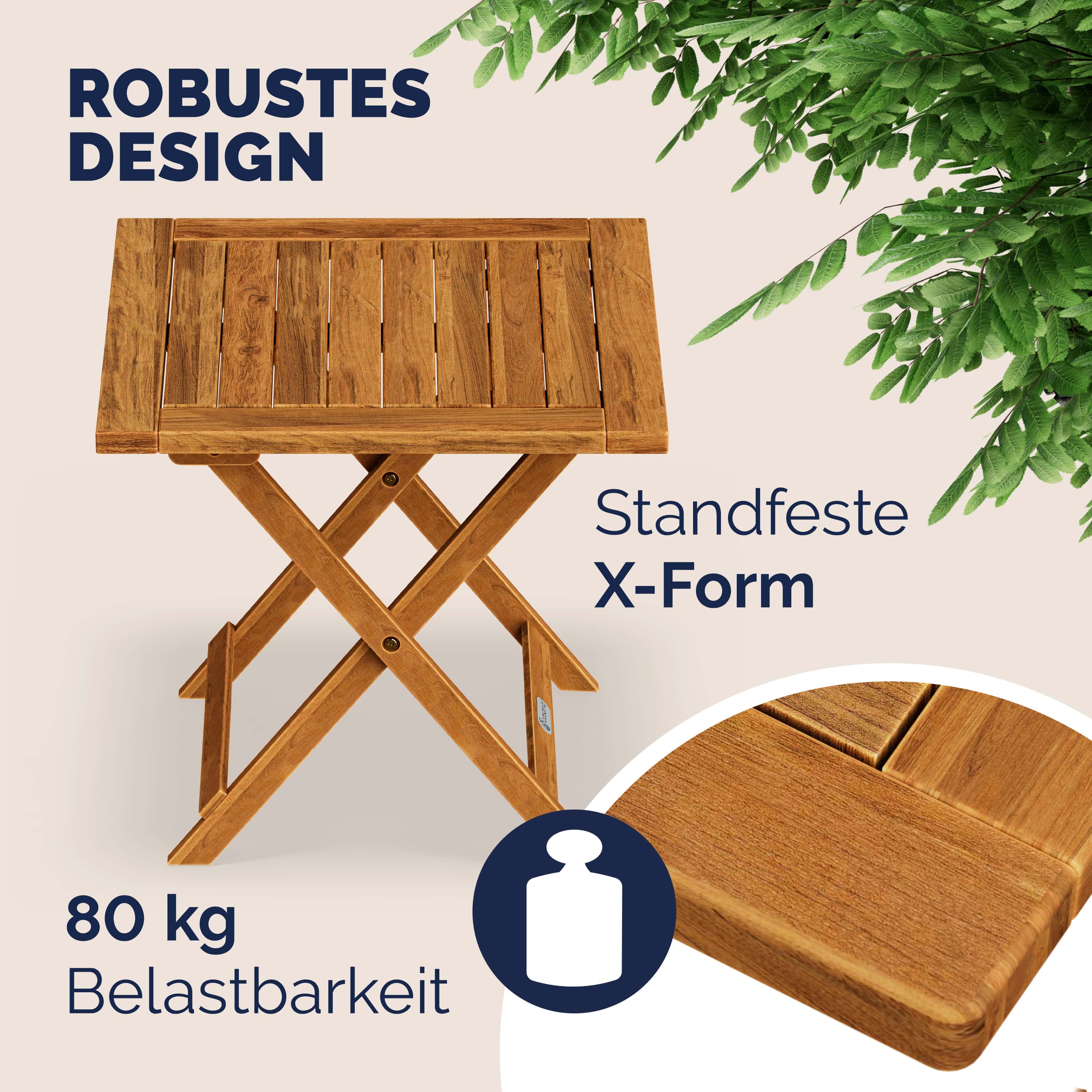 Bijzettafel\u0020Acaciahout\u002046x46cm\u0020Inklapbaar