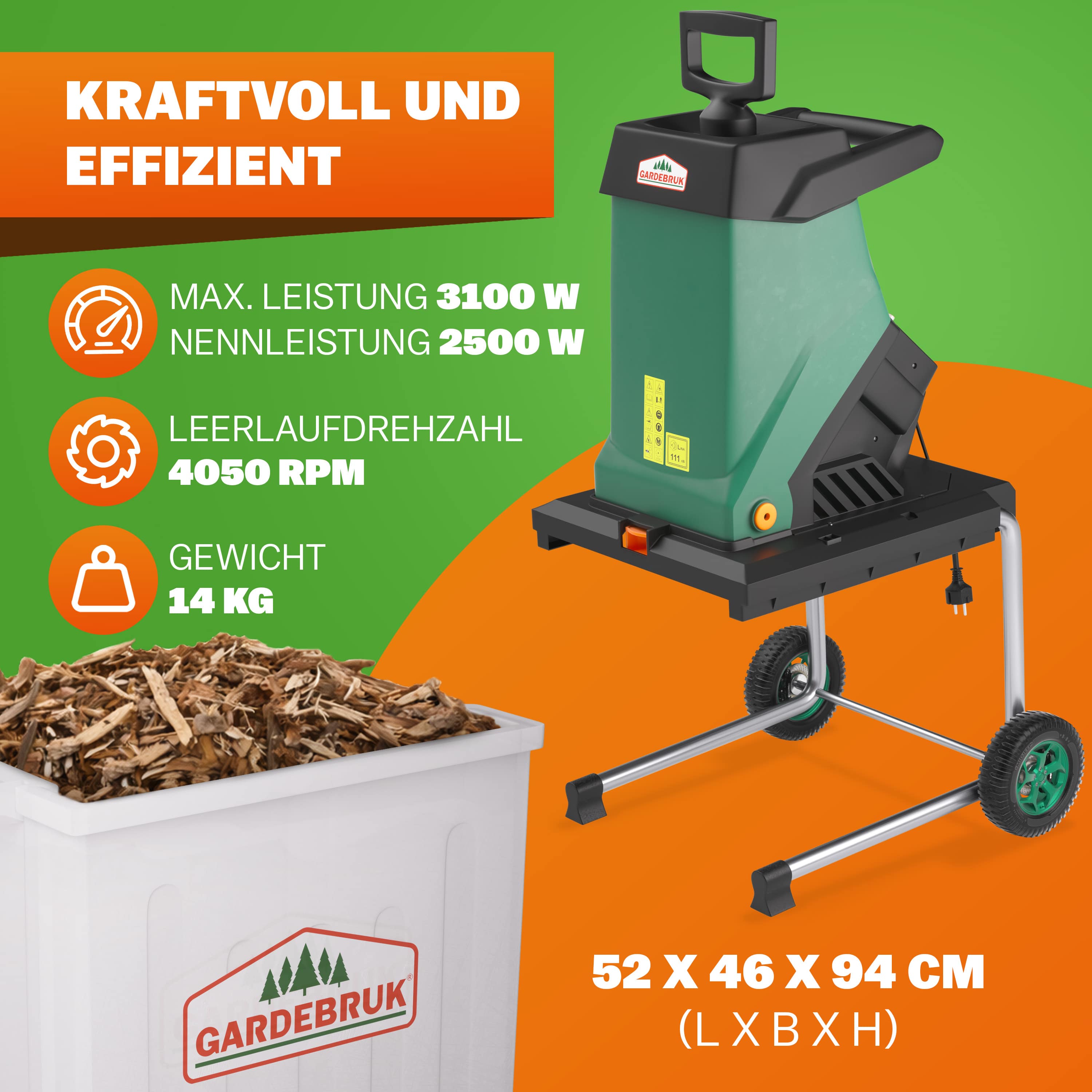 Hakselaar\u002055,5x45x94cm\u002050L\u00203100W