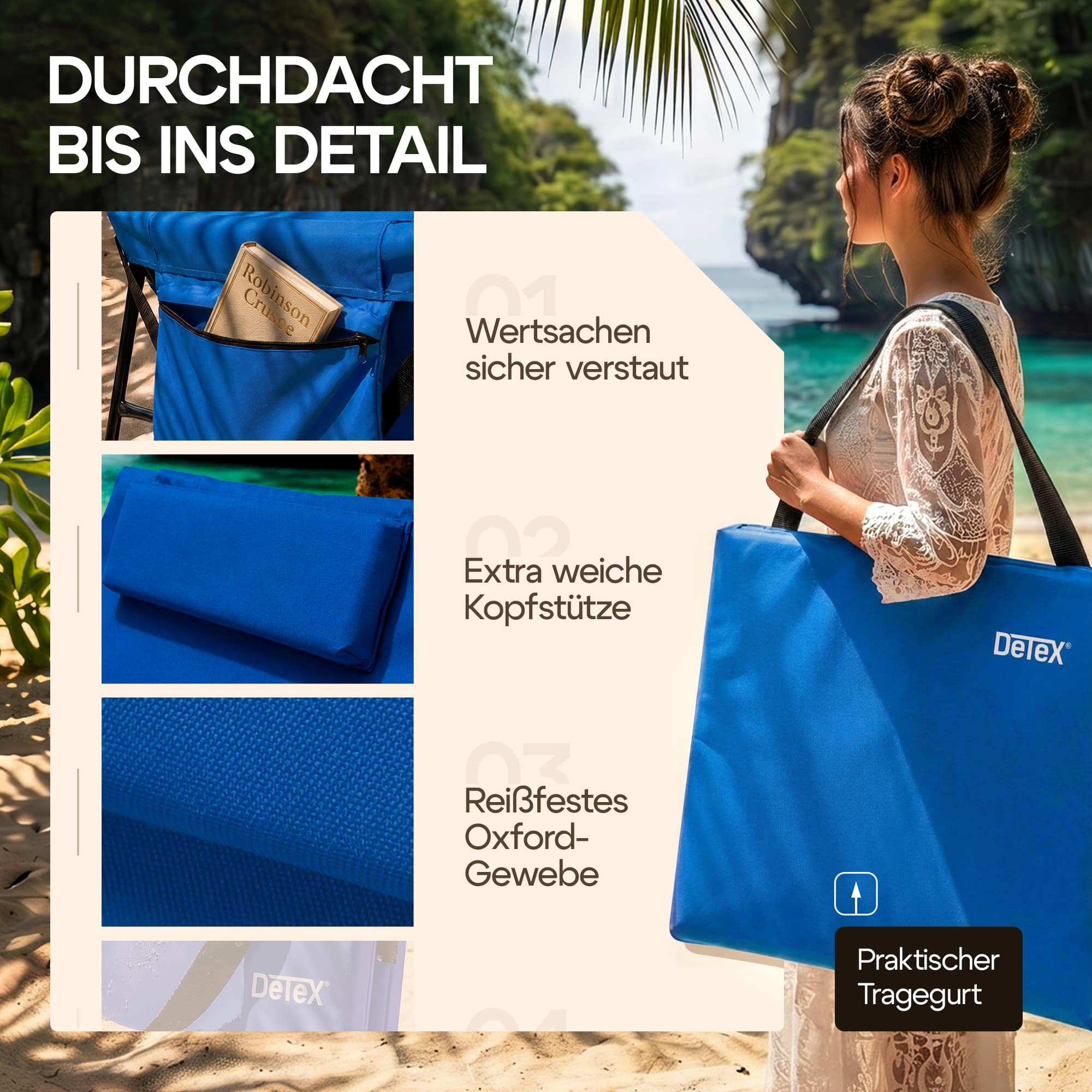 Strandmat\u0020Blauw\u0020158x56x46cm\u0020gestoffeerd