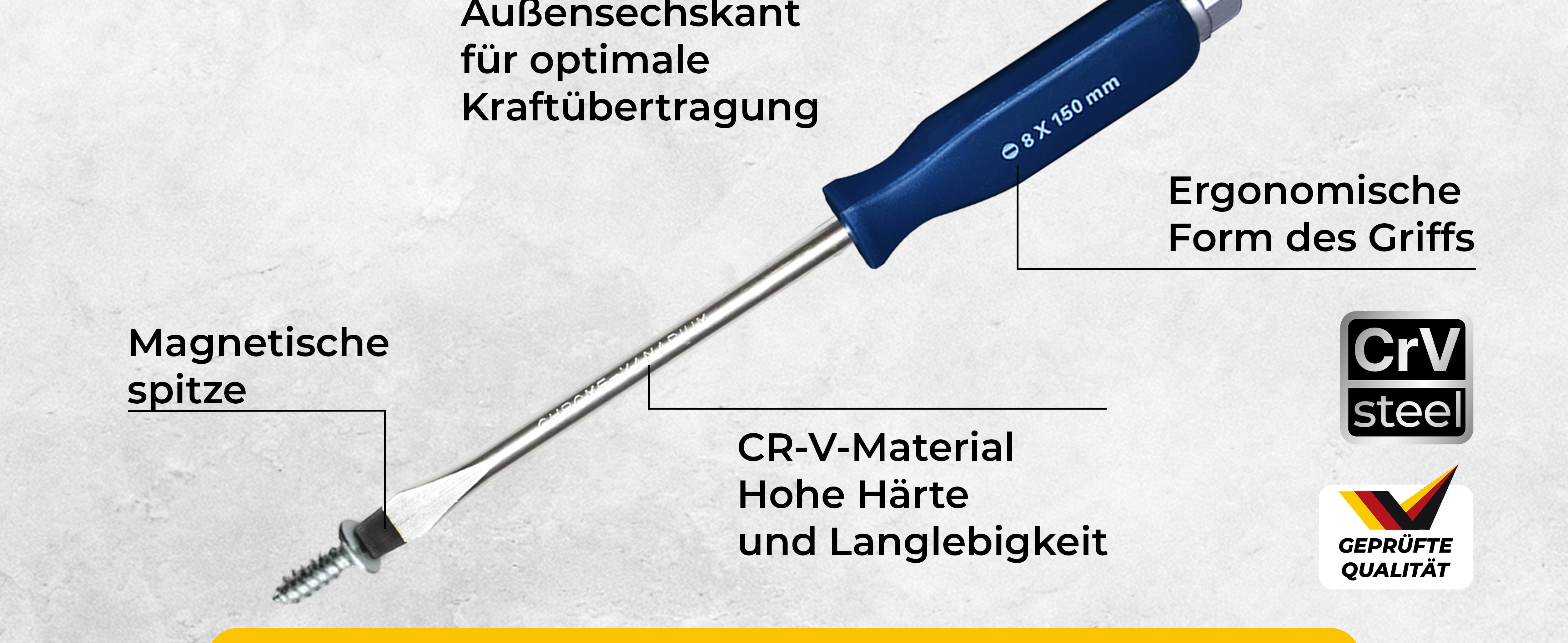 Schroevendraaierset\u0020Chroom\u002DVanadium\u002DStaal\u002038x25x5cm