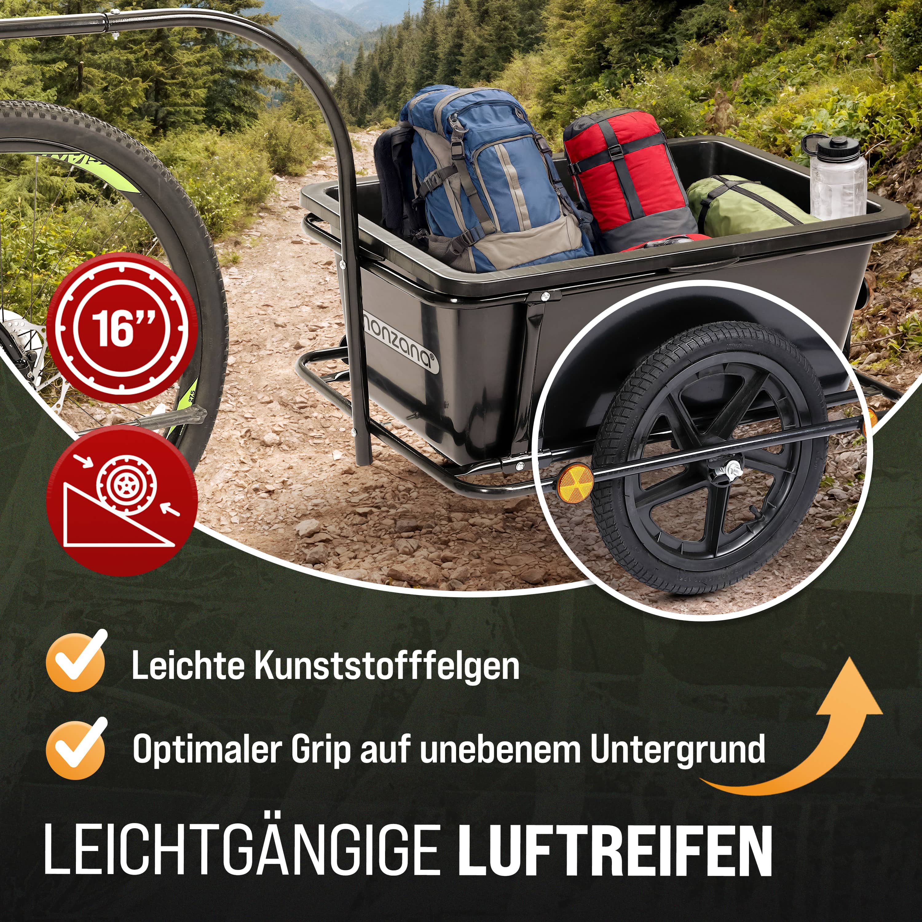 Fietskar\u0020Zwart\u0020Staal\u0020Kunststof\u002071x50x31cm\u002090\u0020Liter