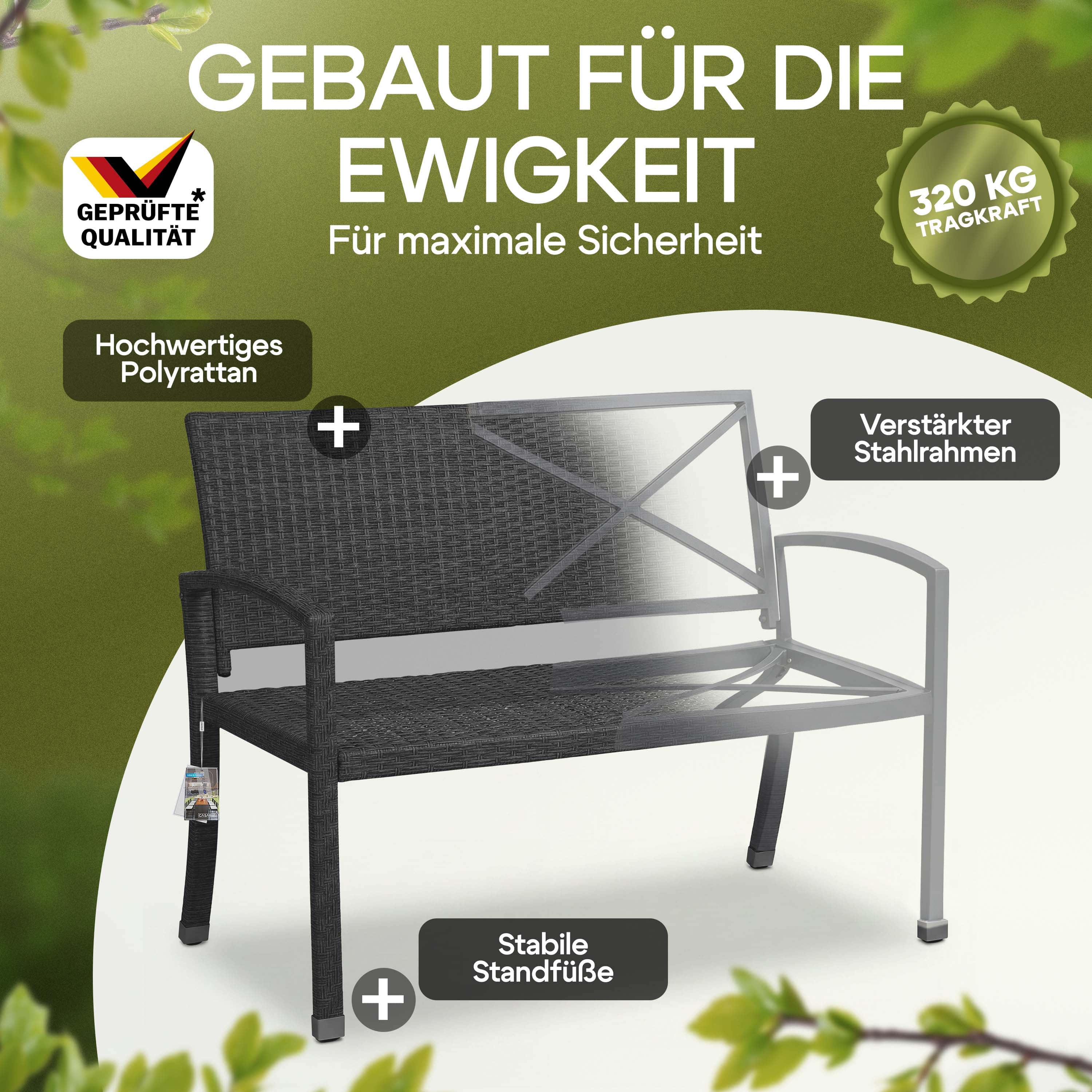 Polyrotan\u0020Tuinbank\u0020Zwart\u0020122x58x87cm Polyrotan\u0020Tuinbank\u0020Zwart\u0020122x58x87cm