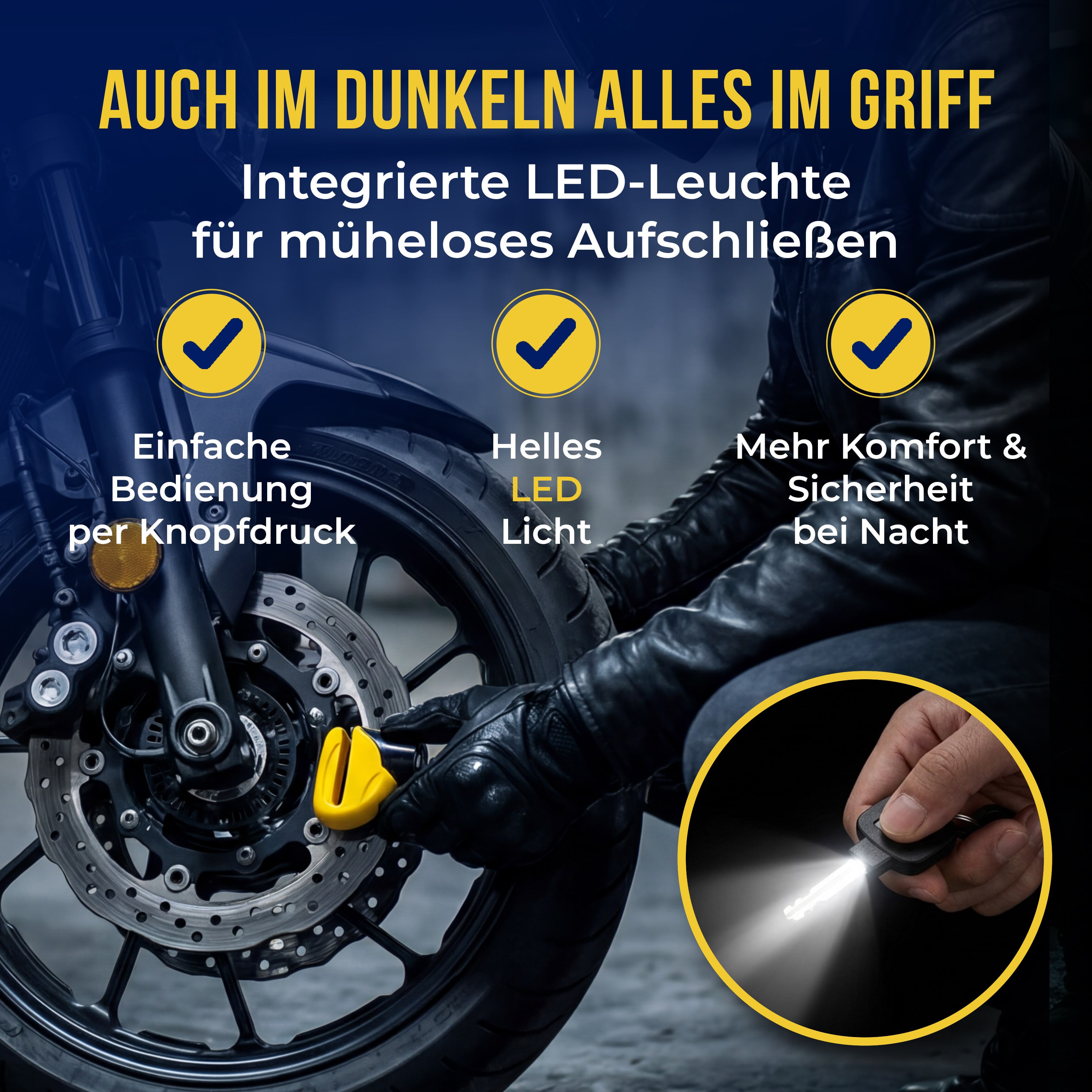 Schijfremslot\u0020Geel\u0020Staal\u0020LED\u002Dverlichting\u0020Herinneringskabel