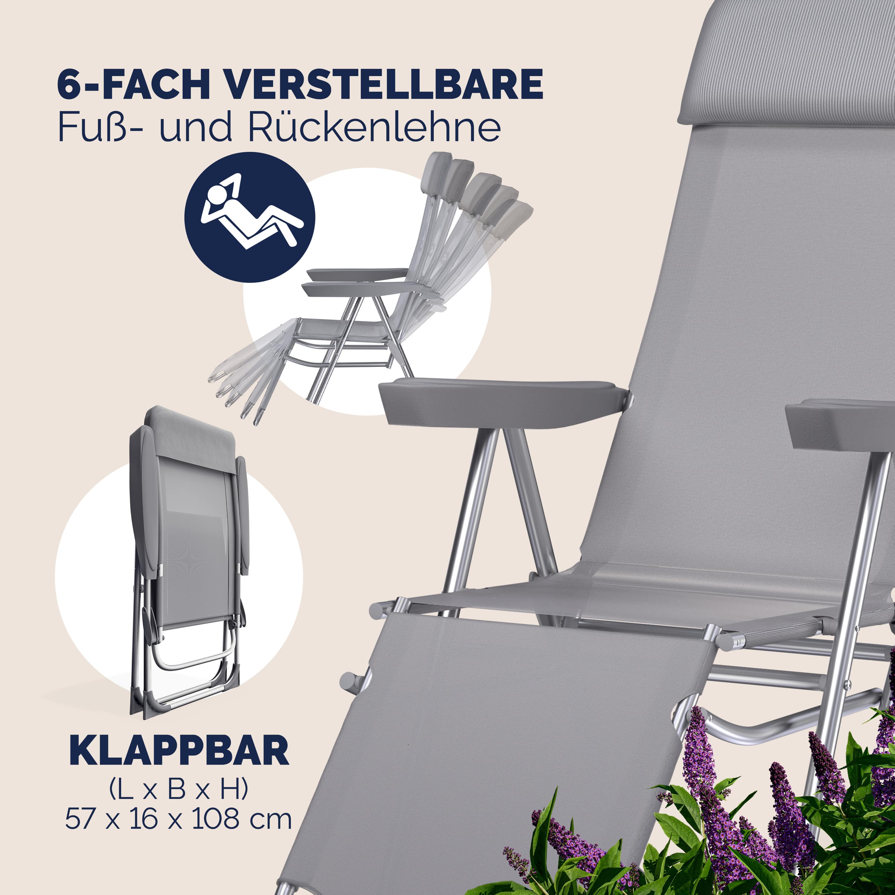 Tuinstoel\u0020met\u0020Hoge\u0020Rugleuning\u00202\u0020Stuks\u0020Antraciet\u0020Aluminium