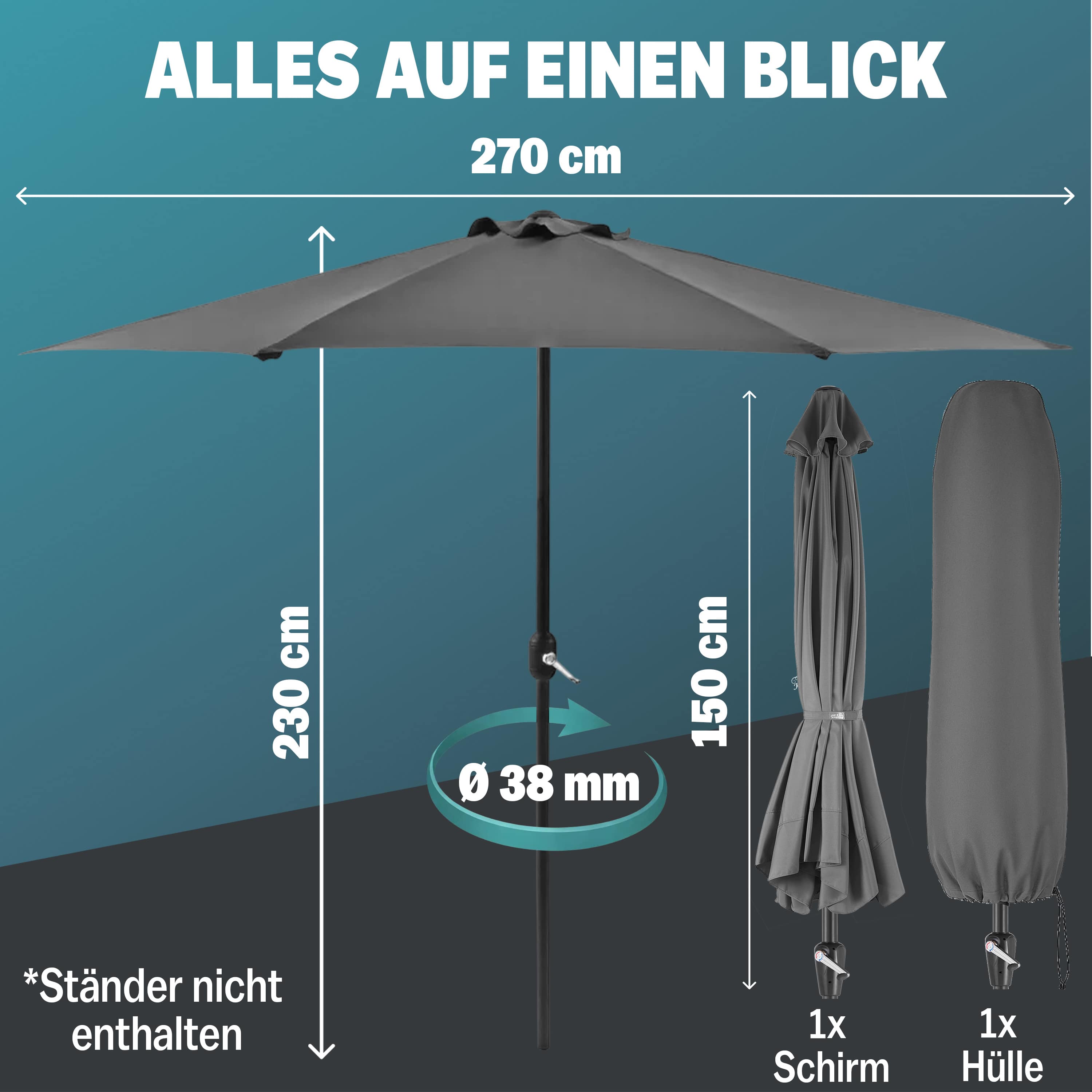 Halve\u0020Parasol\u0020Antraciet\u0020UV\u002Dbescherming\u002080\u002B Halve\u0020Parasol\u0020Antraciet\u0020UV\u002Dbescherming\u002080\u002B