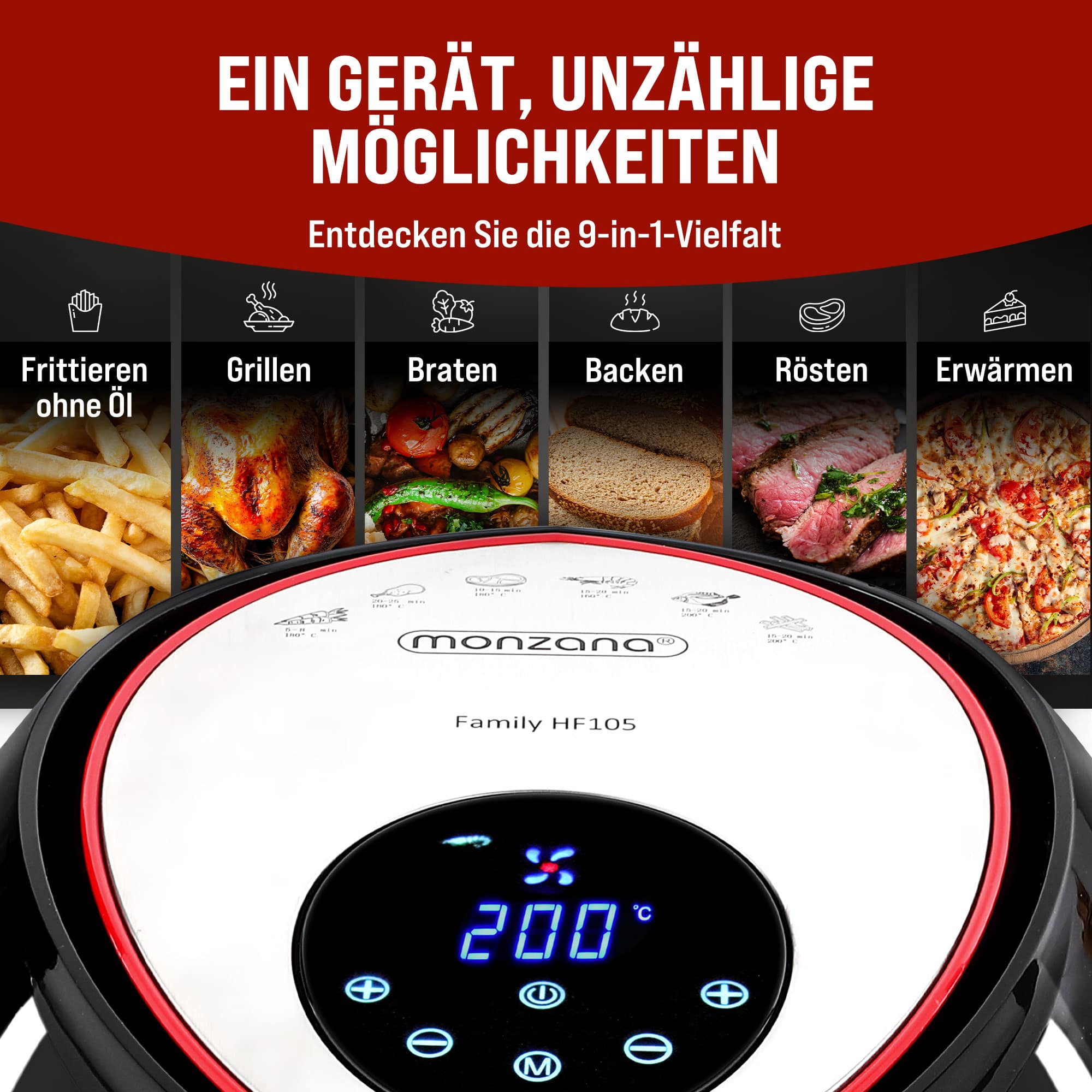 Heteluchtfriteuse\u00209in1\u0020Zwart\u00201850W