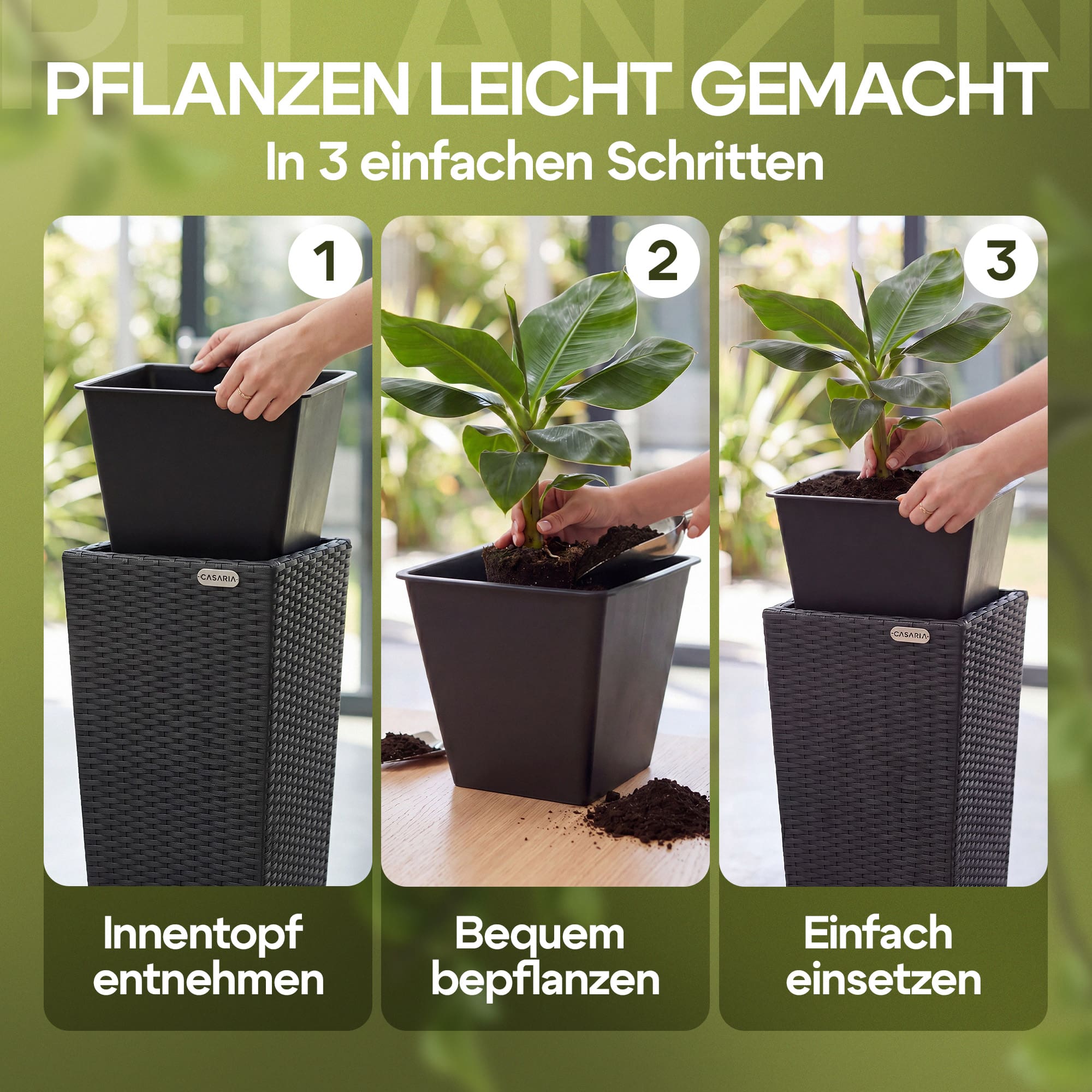 Polyrattan\u0020Bloempot\u0020Set\u0020van\u00203\u0020Zwart Polyrattan\u0020Bloempot\u0020Set\u0020van\u00203\u0020Zwart