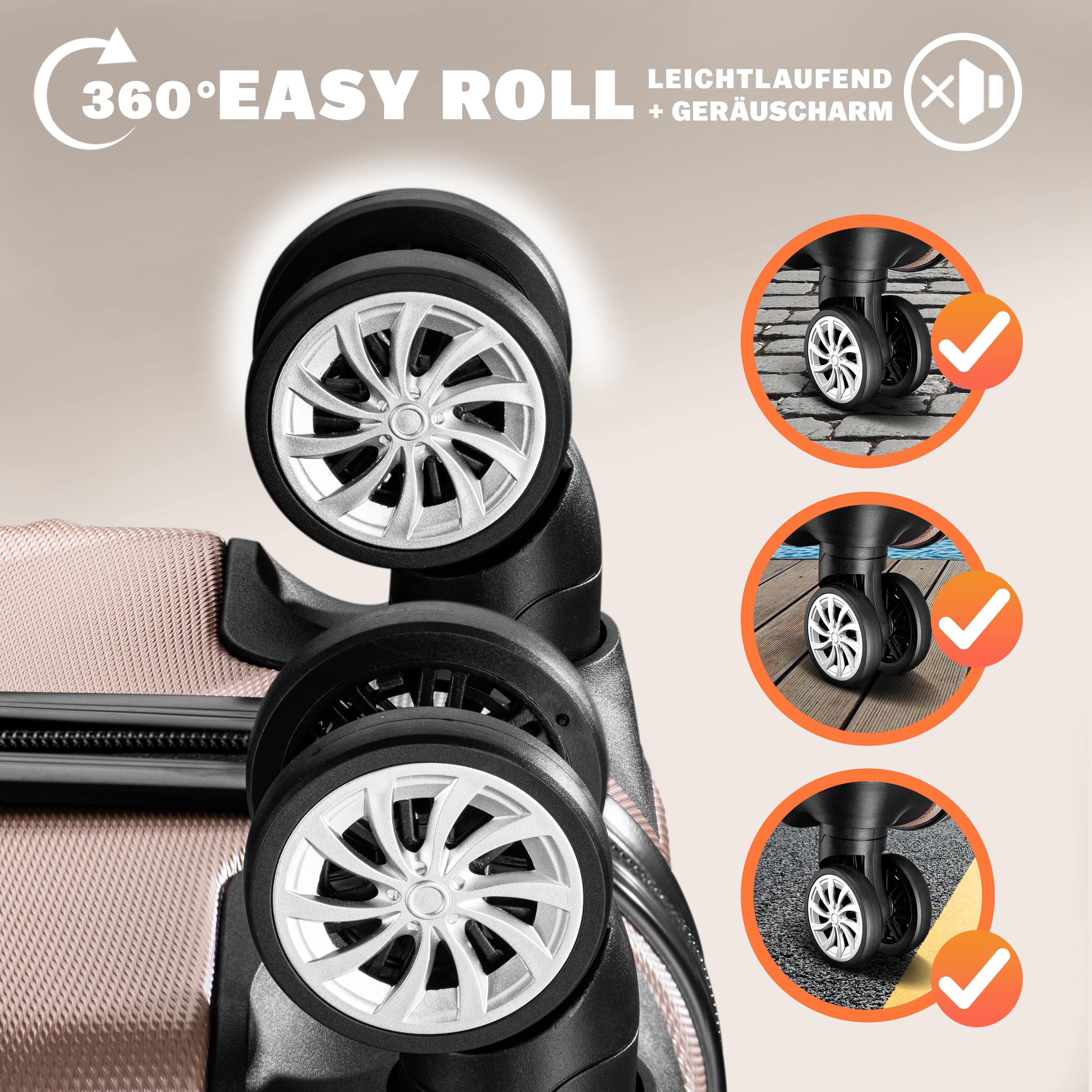 Reiskoffers\u00204\u002Ddelige\u0020Roze\u0020ABS\u0020accessoires