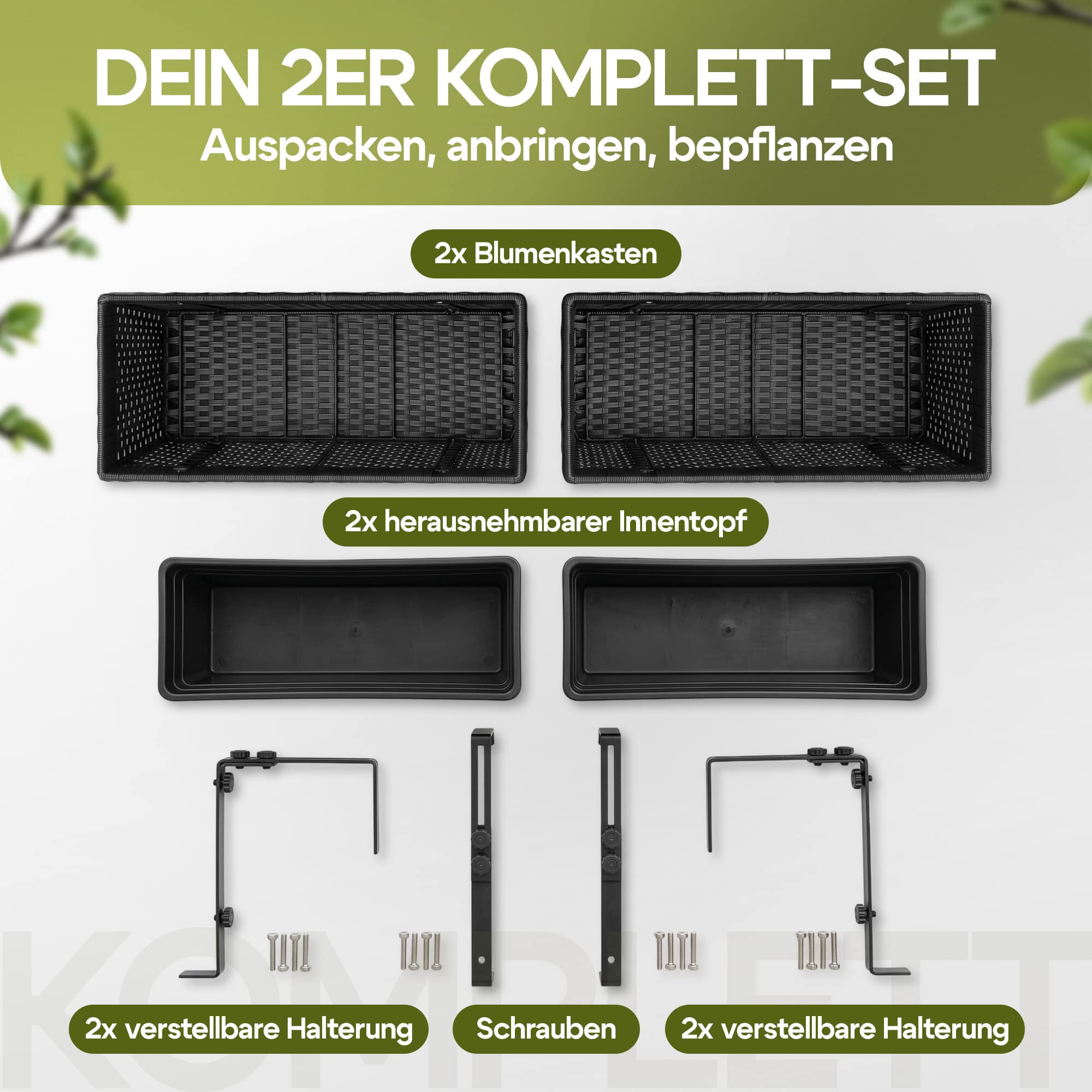 Polyrotan\u0020Balkonbak\u0020Set\u0020van\u00202\u0020Zwart Polyrotan\u0020Balkonbak\u0020Set\u0020van\u00202\u0020Zwart
