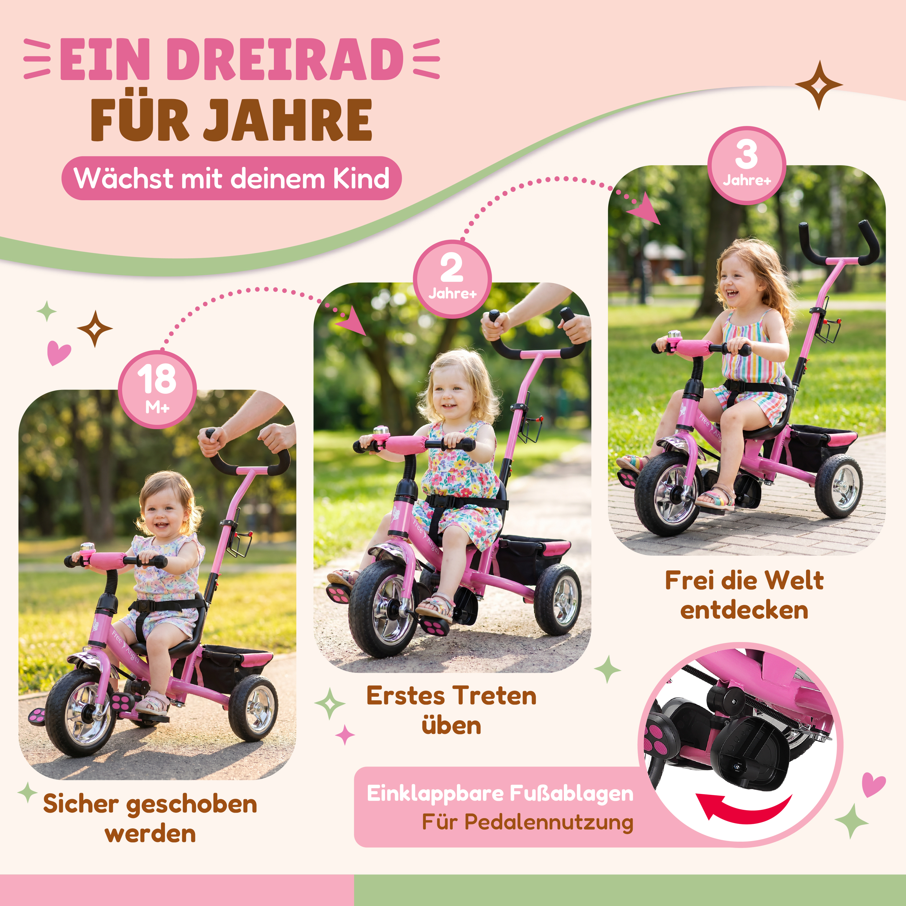Kinderdriewieler\u0020Free\u0020Angel\u0020Metaal\u0020Roze Kinderdriewieler\u0020Free\u0020Angel\u0020Metaal\u0020Roze