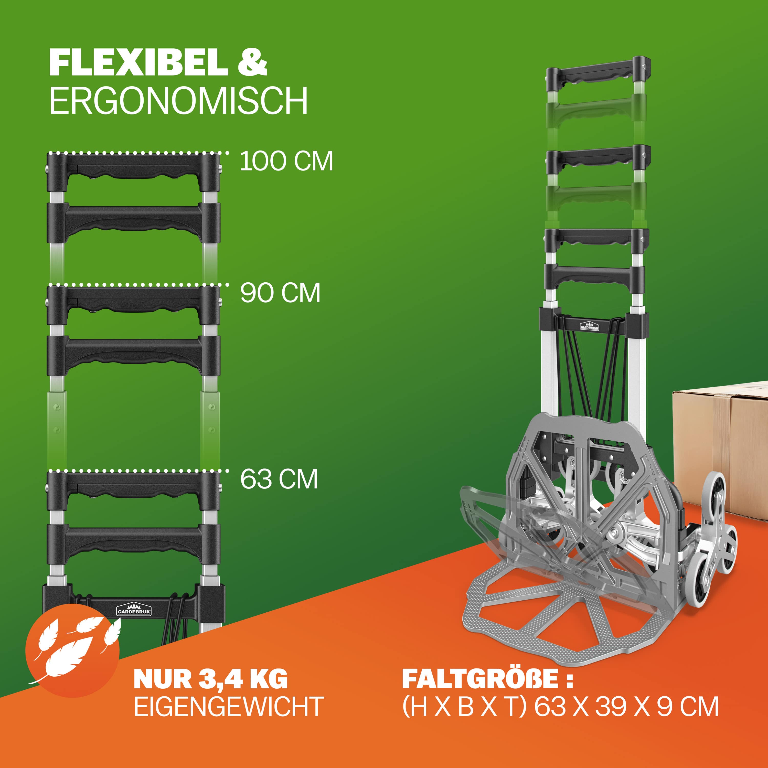 Steekwagen\u0020Zilver\u002FZwart\u0020aluminium\u002080kg\u0020Trap\u0020in\u0020hoogte\u0020verstelbaar