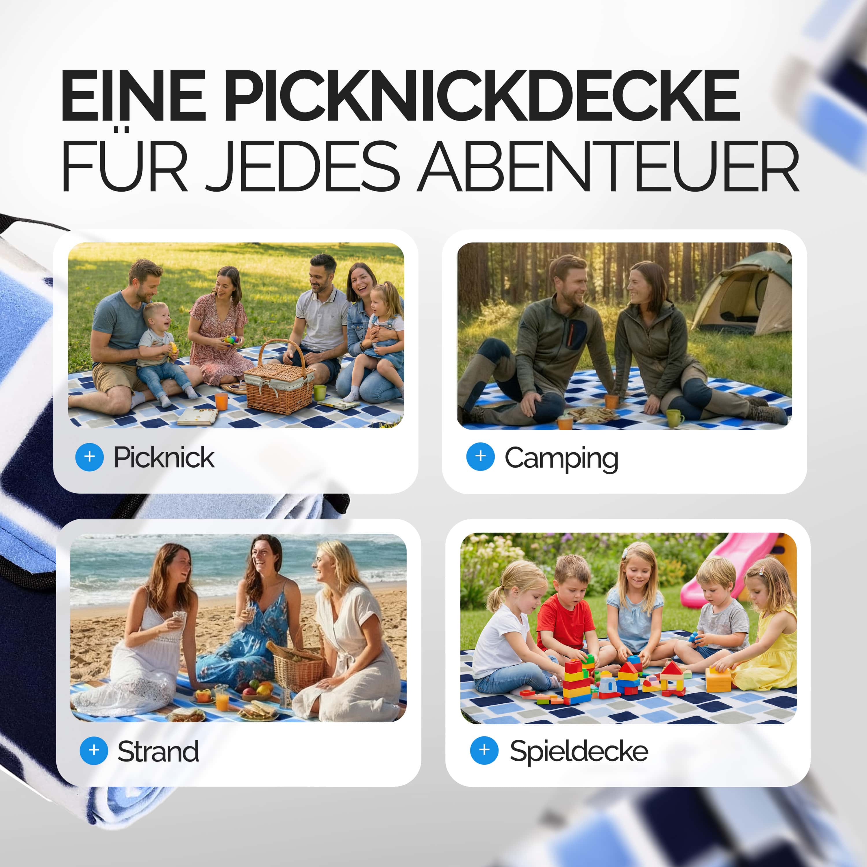 Picknickdeken\u0020Vierkantjes\u002FBlauw\u00202x2m Picknickdeken\u0020Vierkantjes\u002FBlauw\u00202x2m