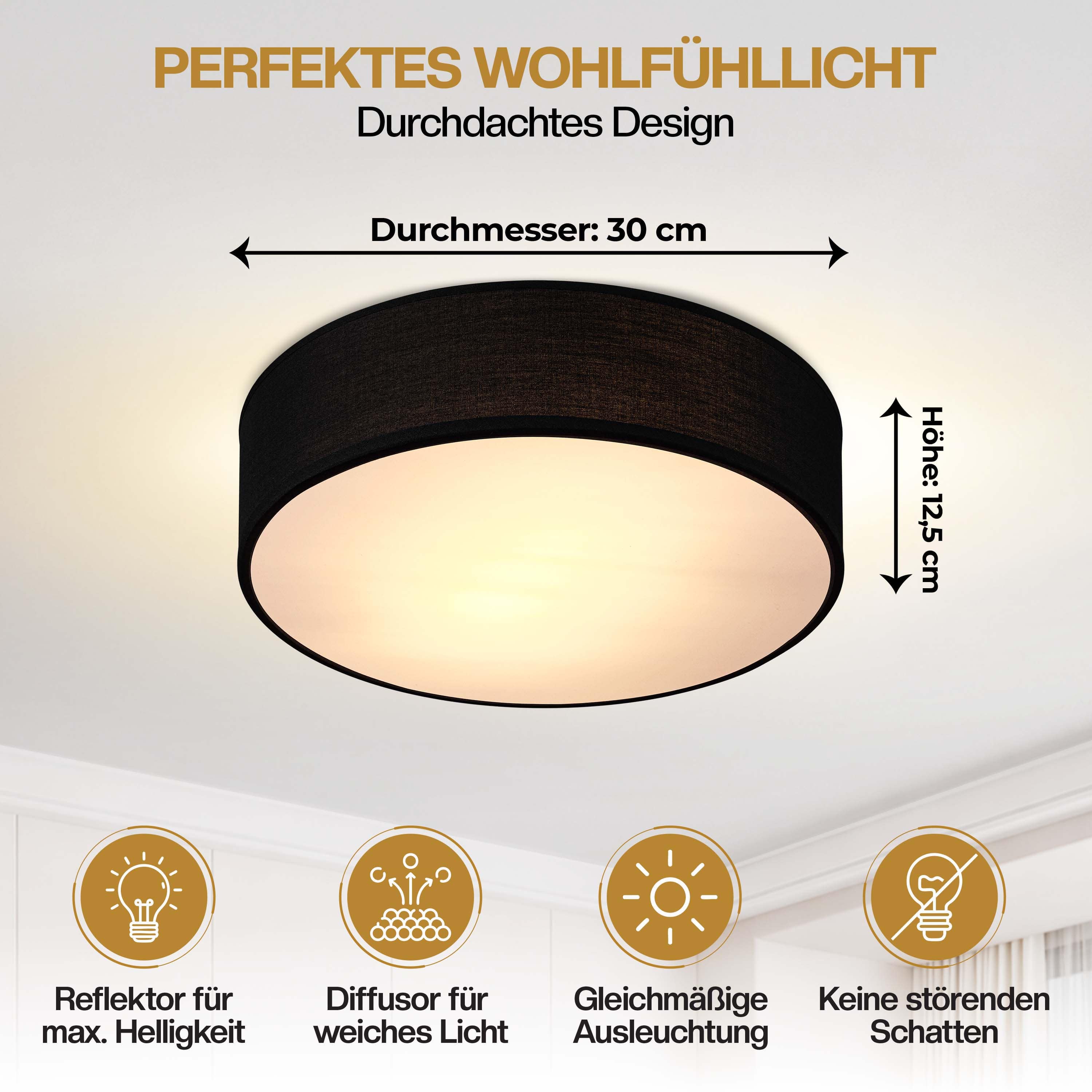Plafondlamp\u0020Zwart\u0020Stof\u0020\u00F830cm Plafondlamp\u0020Zwart\u0020Stof\u0020\u00F830cm