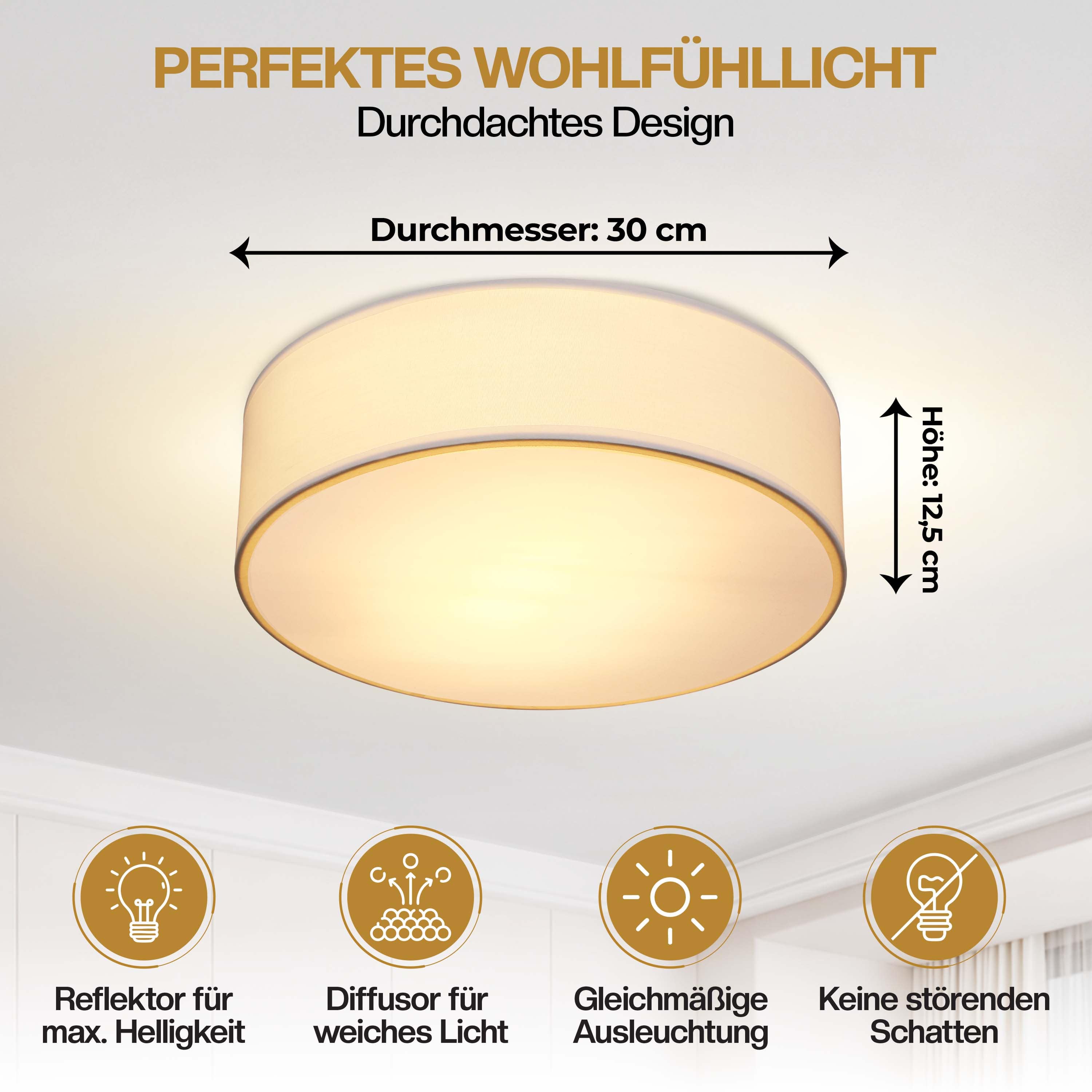Plafondlamp\u0020Wit\u0020Stof\u0020\u00F830cm Plafondlamp\u0020Wit\u0020Stof\u0020\u00F830cm