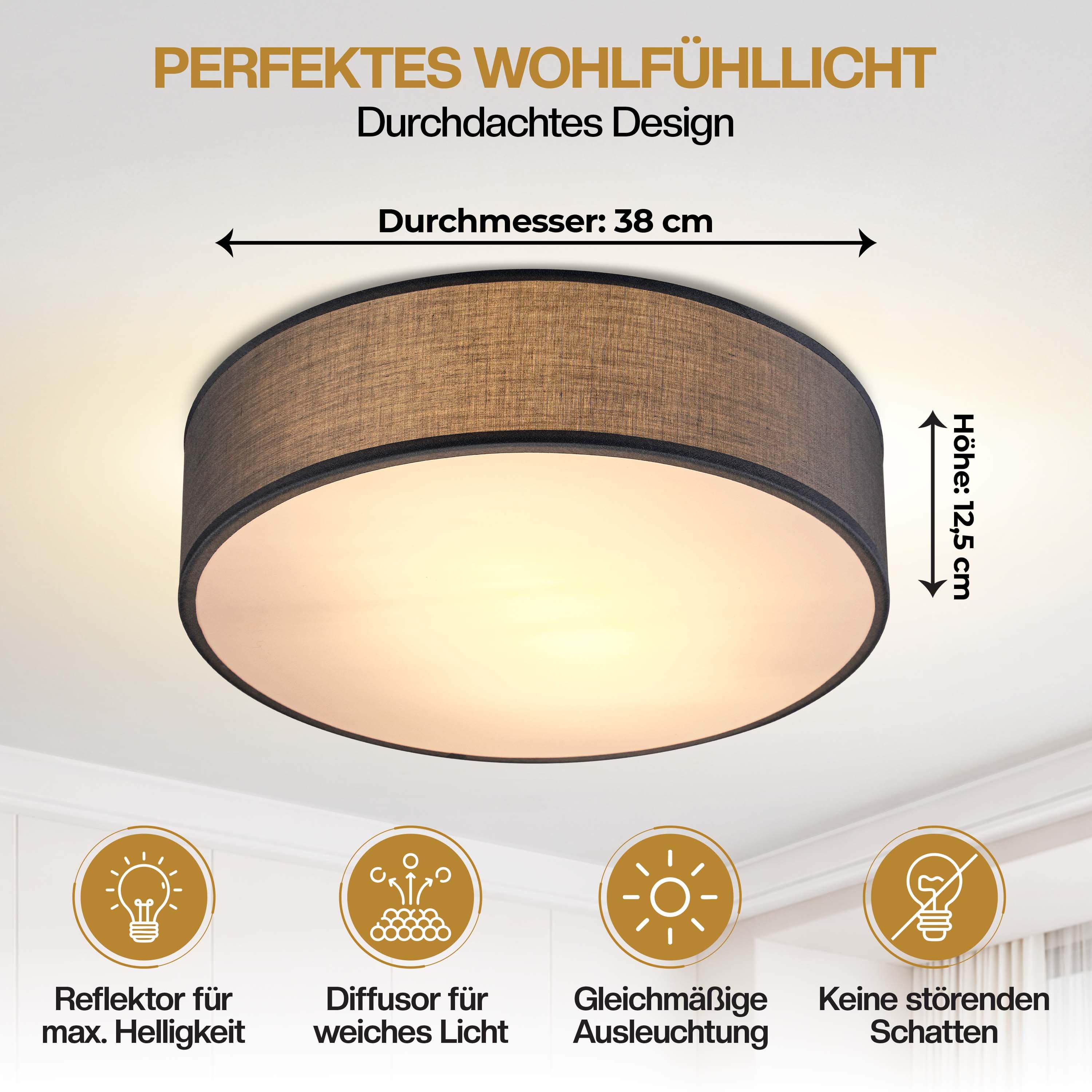 Plafondlamp\u0020Grijs\u0020Stof\u0020\u00F838cm Plafondlamp\u0020Grijs\u0020Stof\u0020\u00F838cm