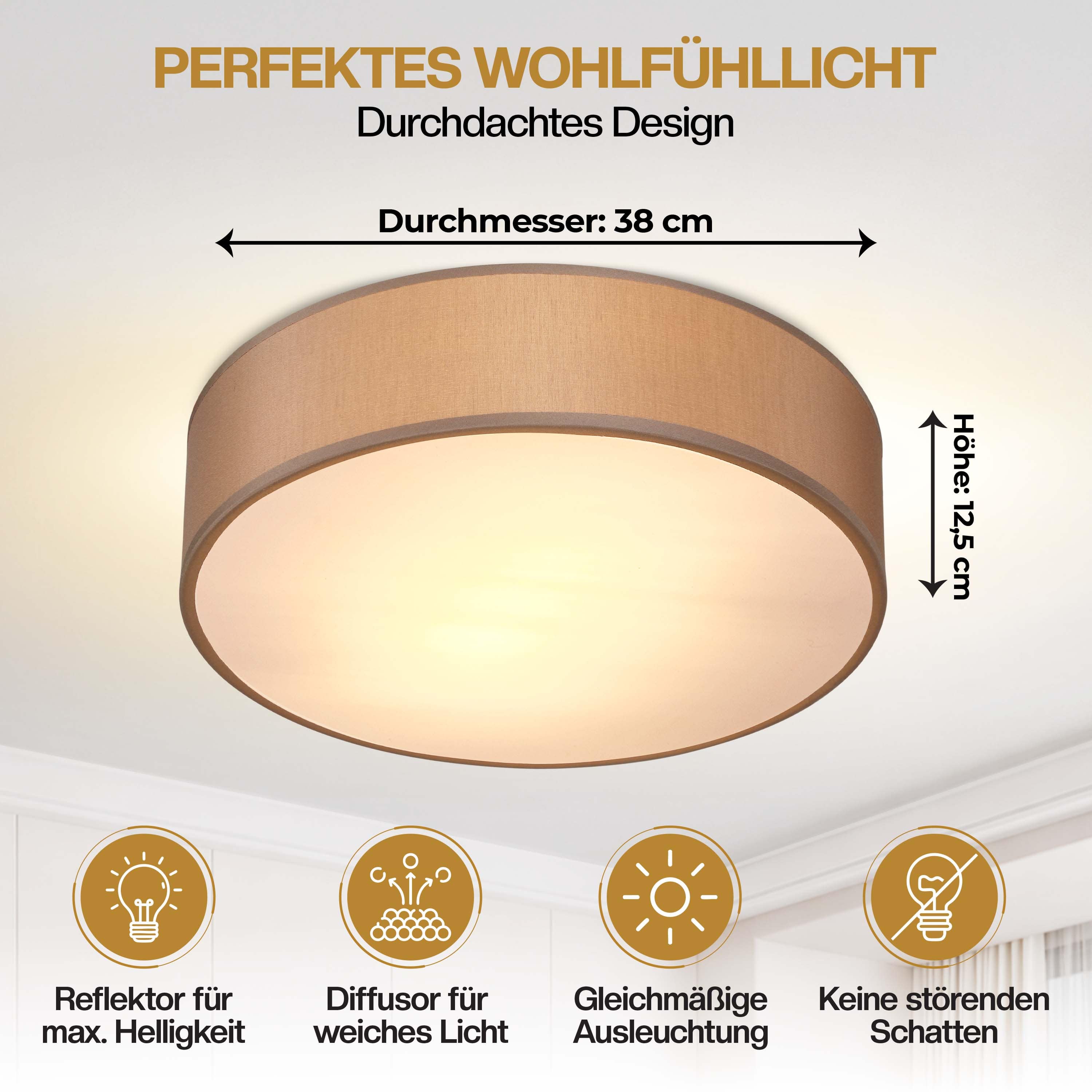 Plafondlamp\u0020Taupe\u0020Stof\u0020\u00F838cm Plafondlamp\u0020Taupe\u0020Stof\u0020\u00F838cm