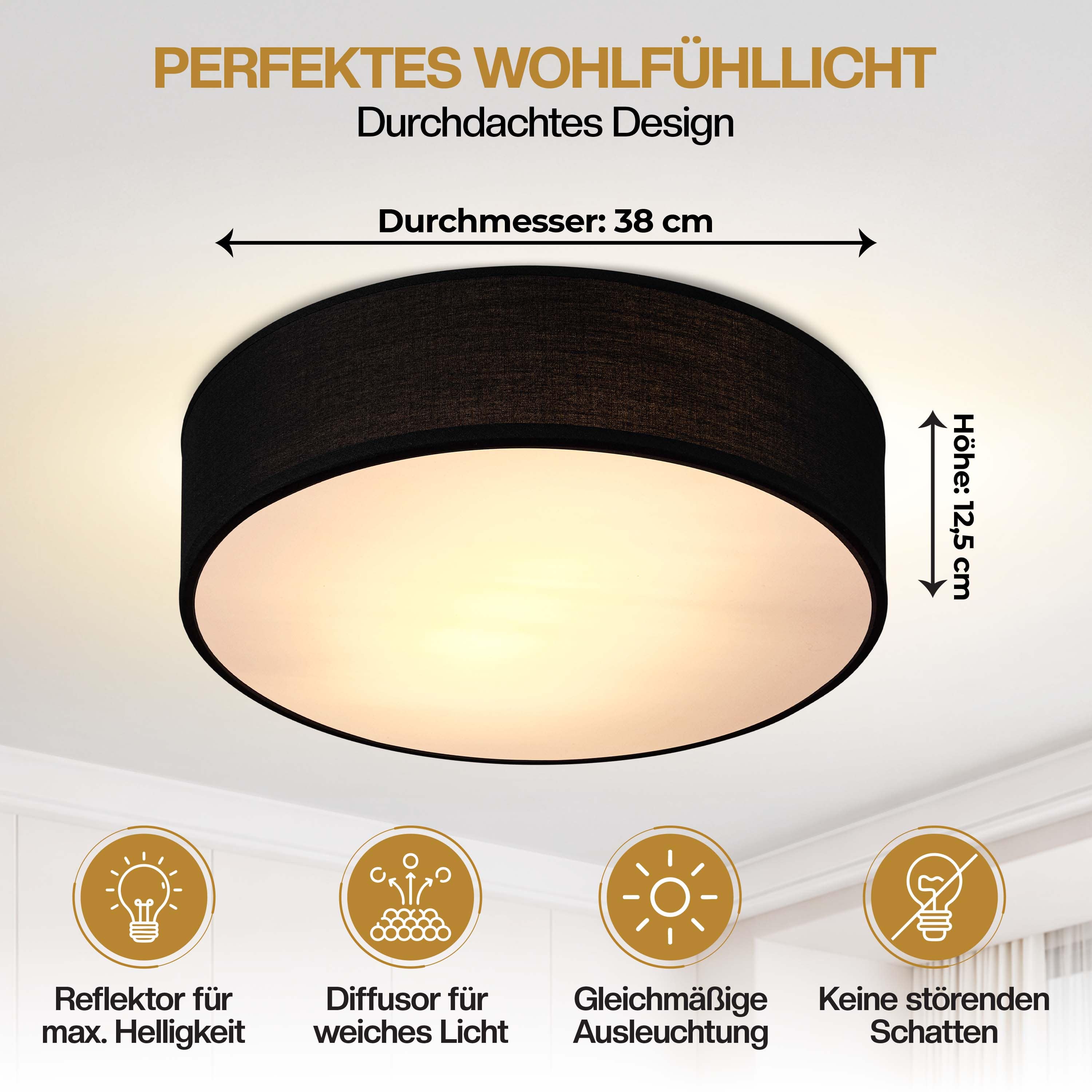 Plafondlamp\u0020Zwart\u0020Stof\u0020\u00F838cm Plafondlamp\u0020Zwart\u0020Stof\u0020\u00F838cm